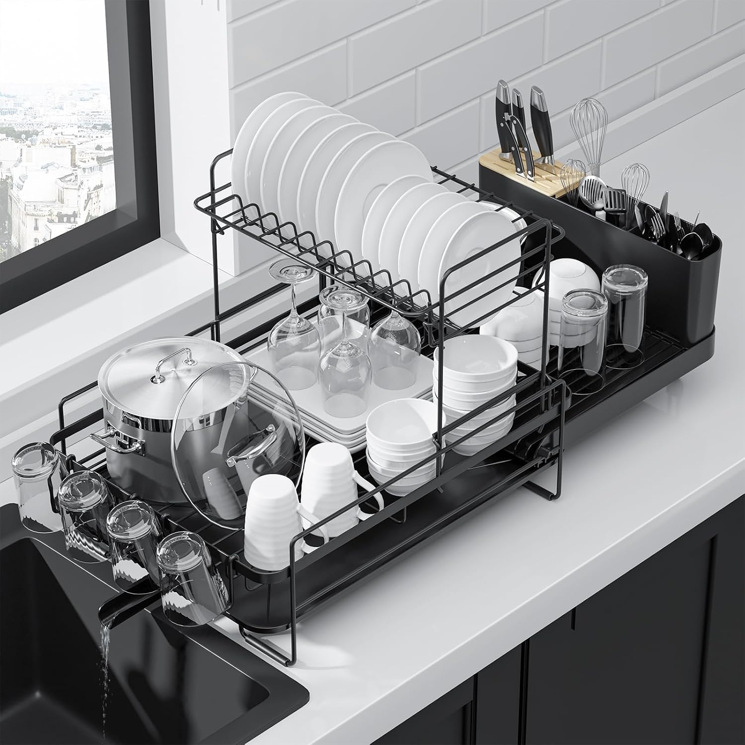 Kitsure Extendable Dish Drying Rack, 19.2