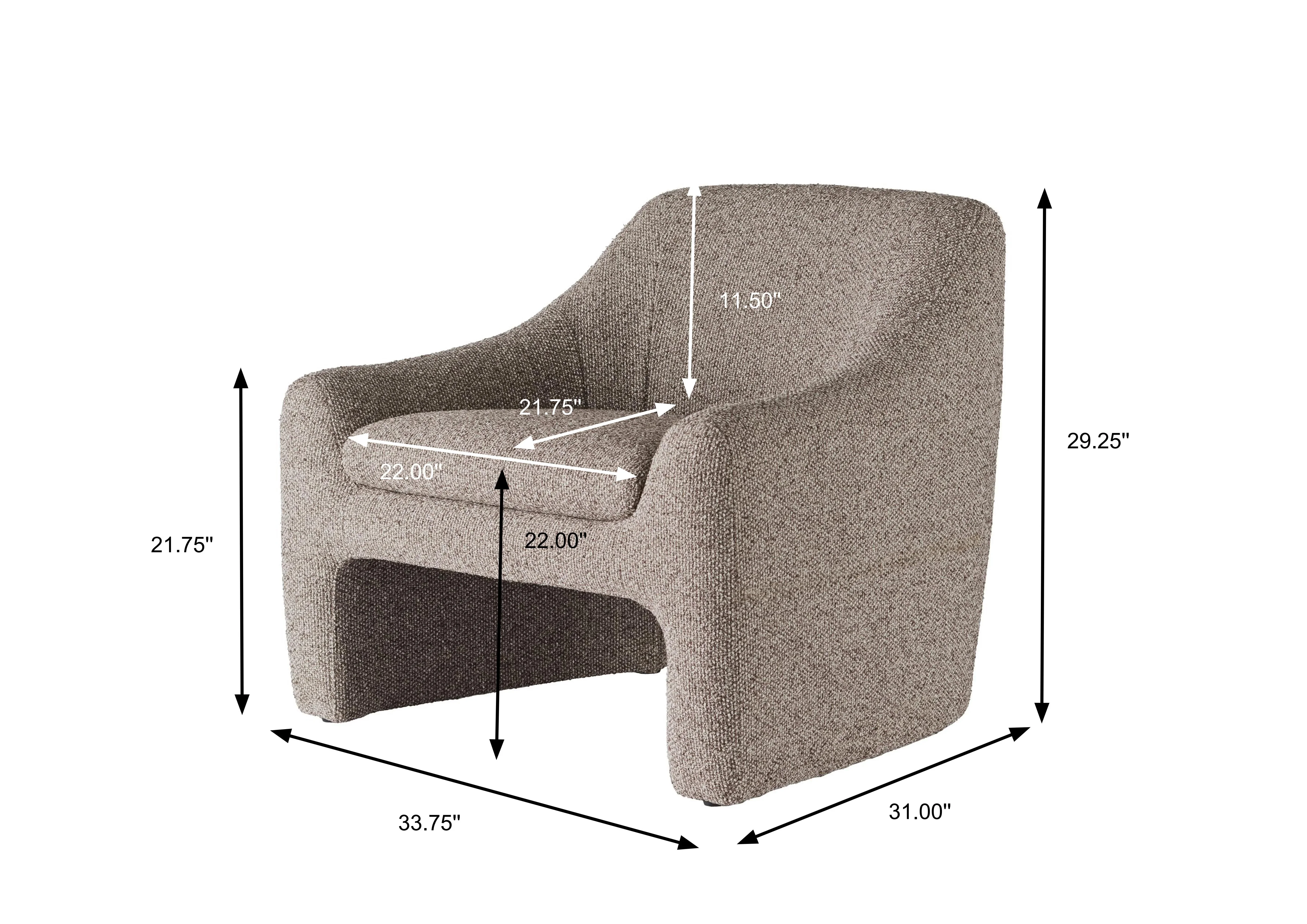 Better Homes & Gardens Emerson Curvy Accent Chair, Truffle Brown Boucle