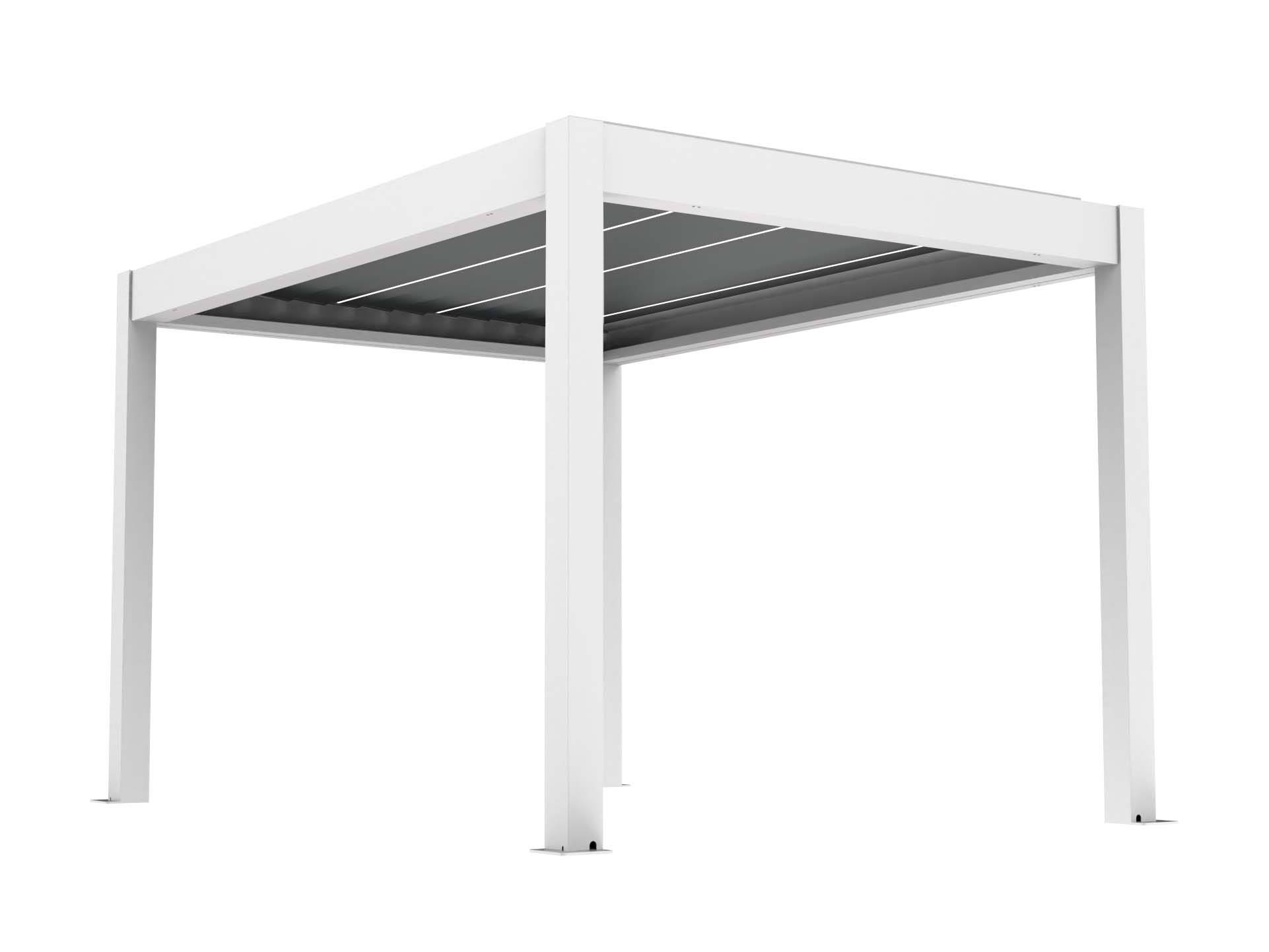 PERGOLUX Metal Pergola 'Skydance' | 10' x 13', Aluminium, Electric Adjustable Louvered Roof, Modern Scandinavian Design, White
