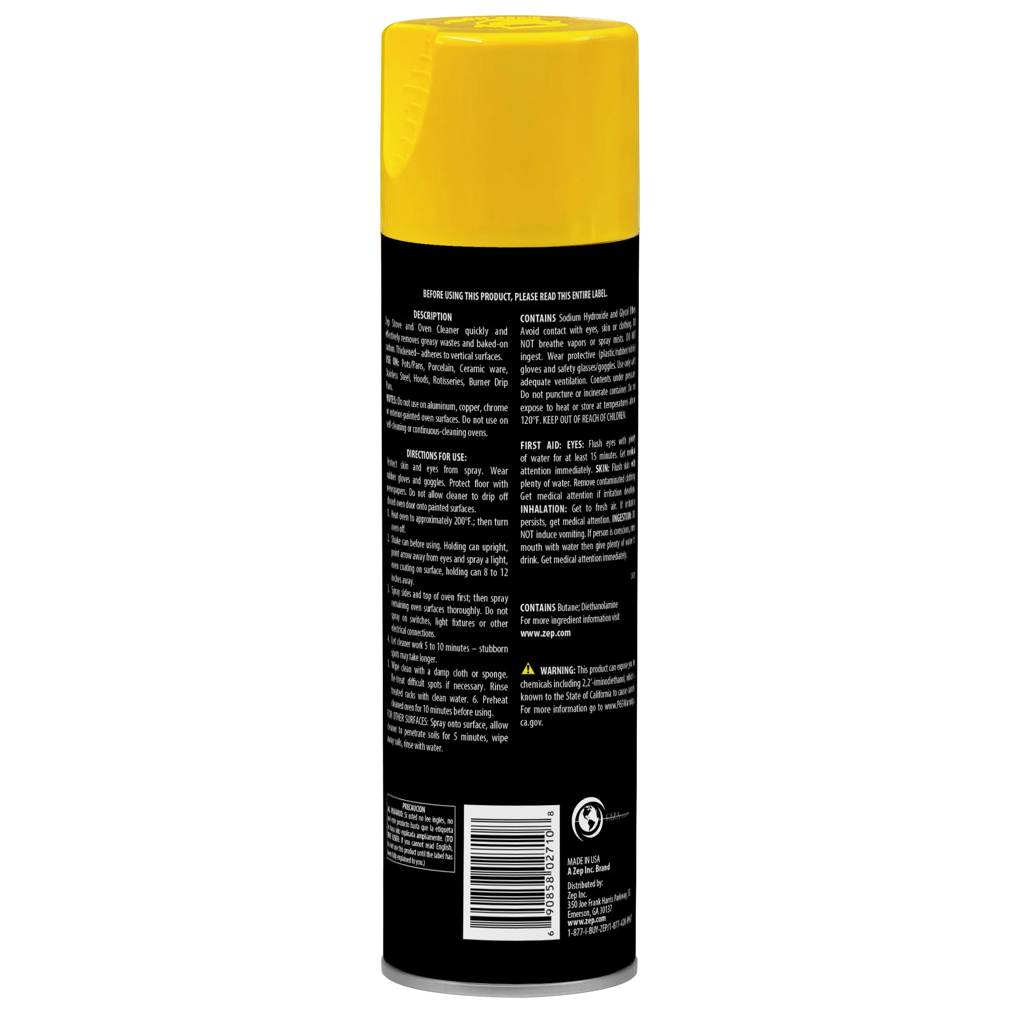 Zep Heavy - Duty Foaming Oven and Stove Cleaner - 19 oz (Case of 12) 27101 - Commercial Strength, Clings to Sides, Hoods, and Racks