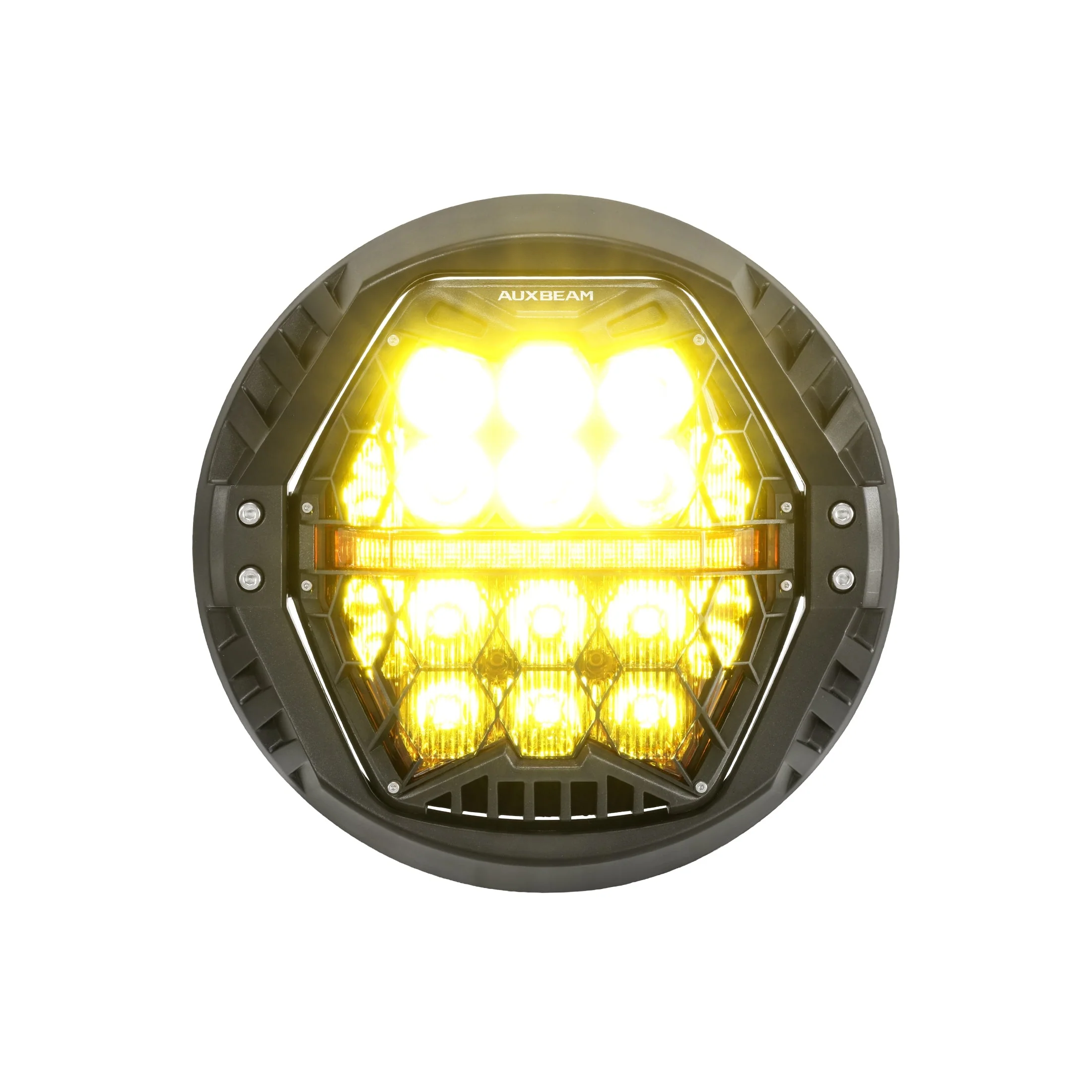 7 Inch 120W DOT Motorcycle LED Headlight Assembly with Amber DRL & Honeycomb Design (Hi/Lo Beam) for 1995-2014 Road King FLHR