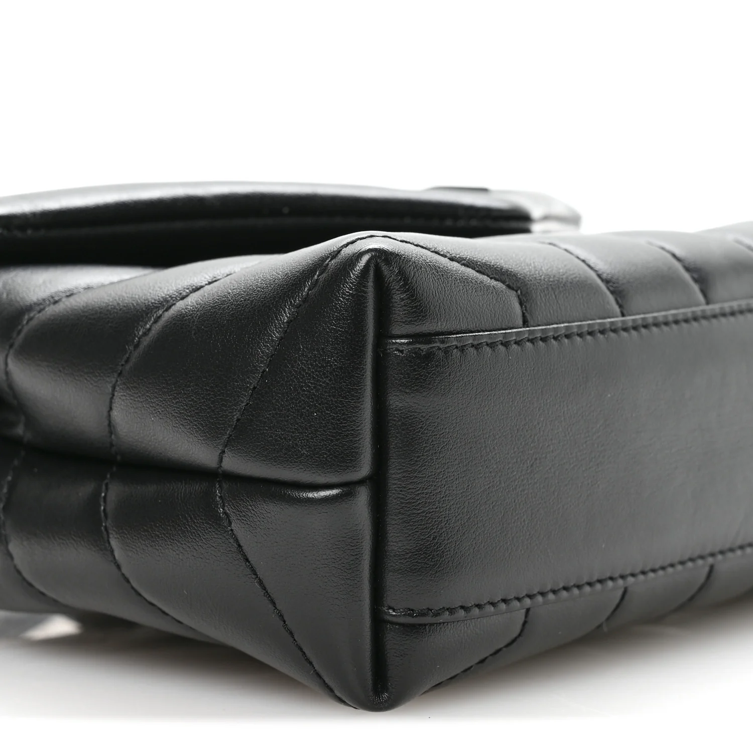 Calfskin Y Quilted Monogram Monochrome Toy Loulou Crossbody Bag Black