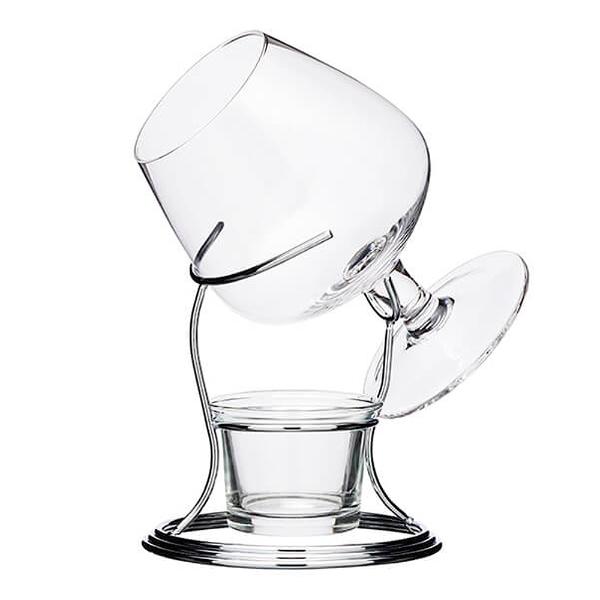 Sett med cognacglass og varmer 35 cl sølv