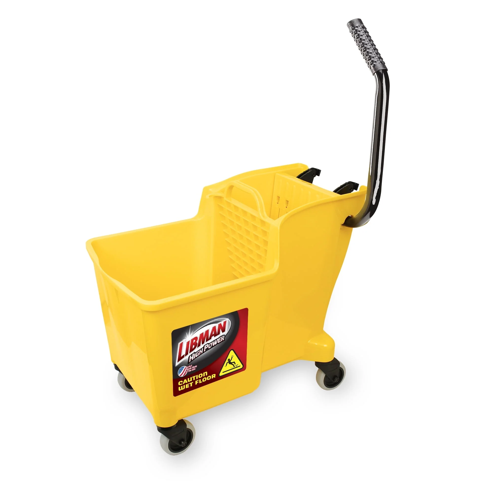 Yellow 32 Quart Mop Bucket and Wringer with Rubber Caster Wheels Image 5