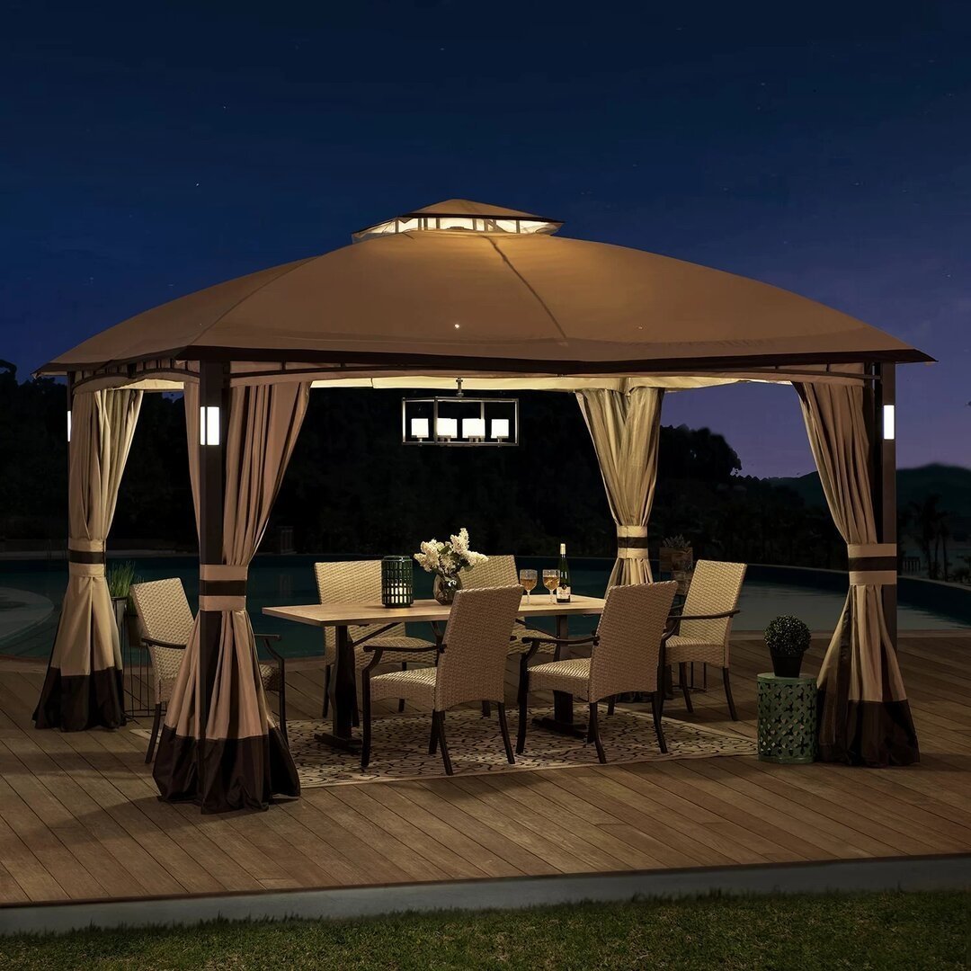 Gazebo de patio en acier Moorehead 12 pi de largeur x 10 pi de profondeur