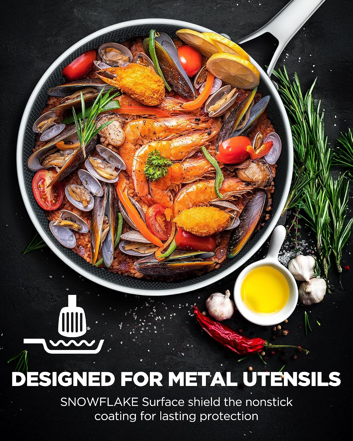 SNOWCLAD Pots and Pans Set Non Stick| Stainless Steel Kitchen Cookware