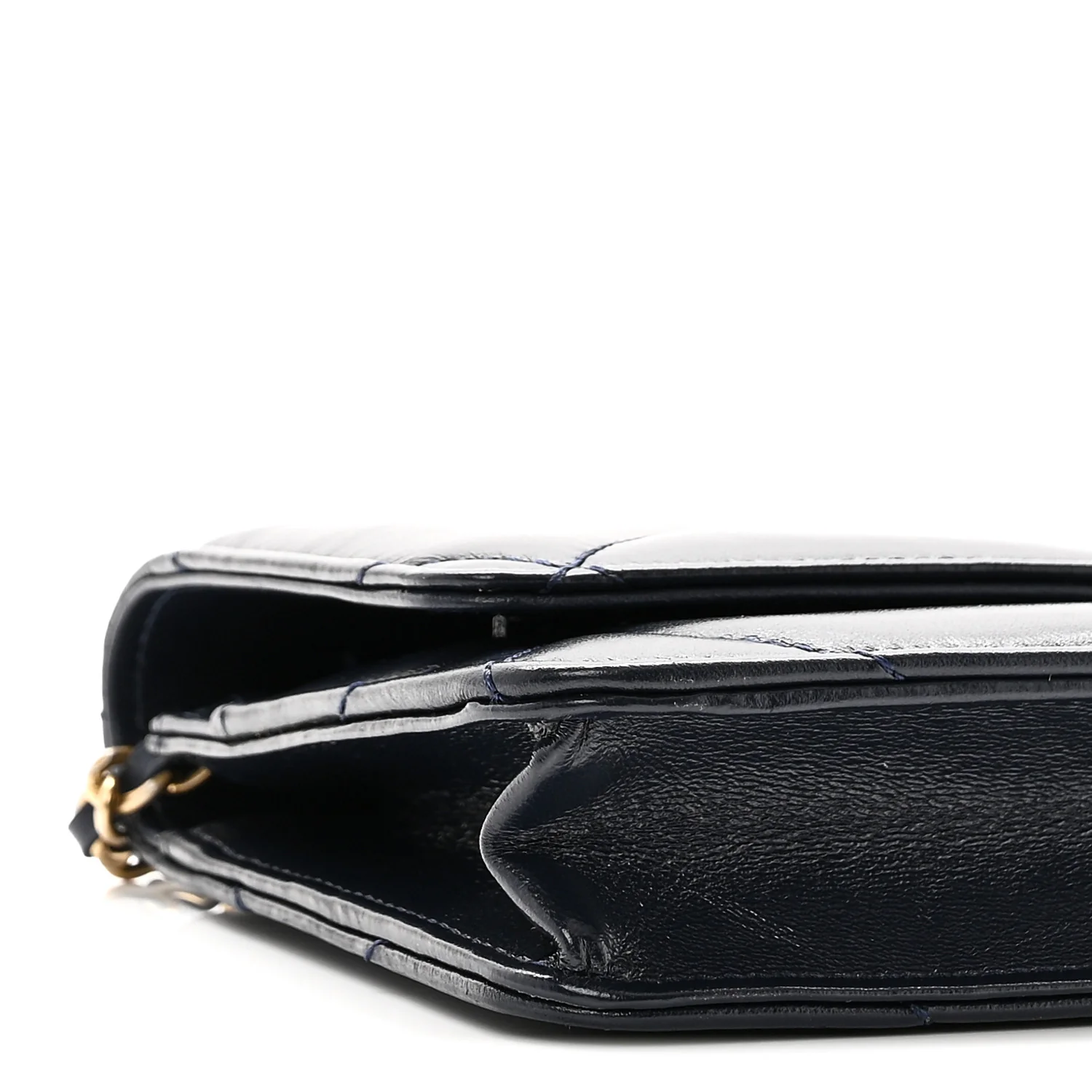 Lambskin Quilted Wallet On Chain WOC Navy