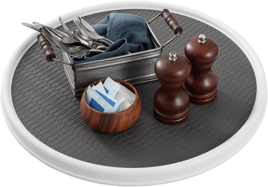 Copco 18 Inch Lazy Susan Turntable Organizer - Non-Slip Rotating Cabinet Organizer for Kitchen Pantry, Under Sink, Countertop Storage, Rimmed Edge, Wipe Clean