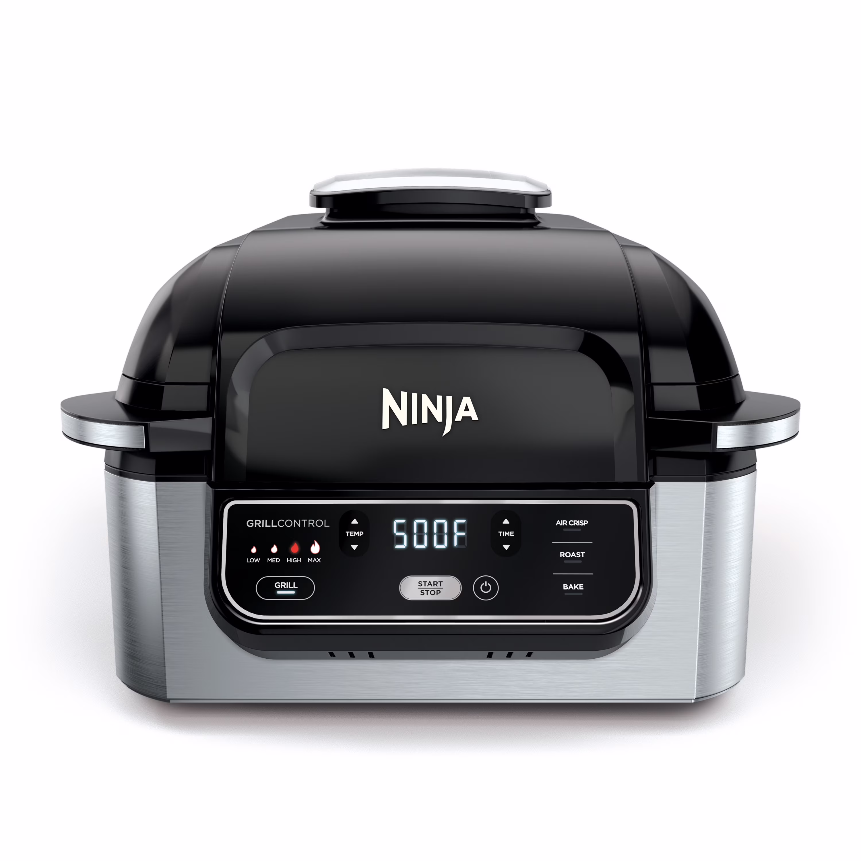 Ninja Foodi 4 - in - 1 Indoor Grill with 4 - Qt Air Fryer, Roast, Bake, & Cyclonic Grilling Technology, Black/Stainless