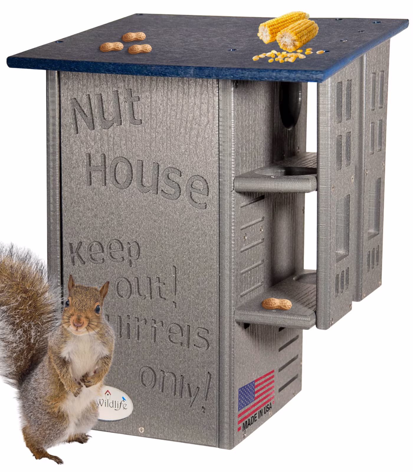 Ultimate Squirrel House Nesting Box (Blue/Gray) A Perfect Home for Squirrels!(Blue/Gray)