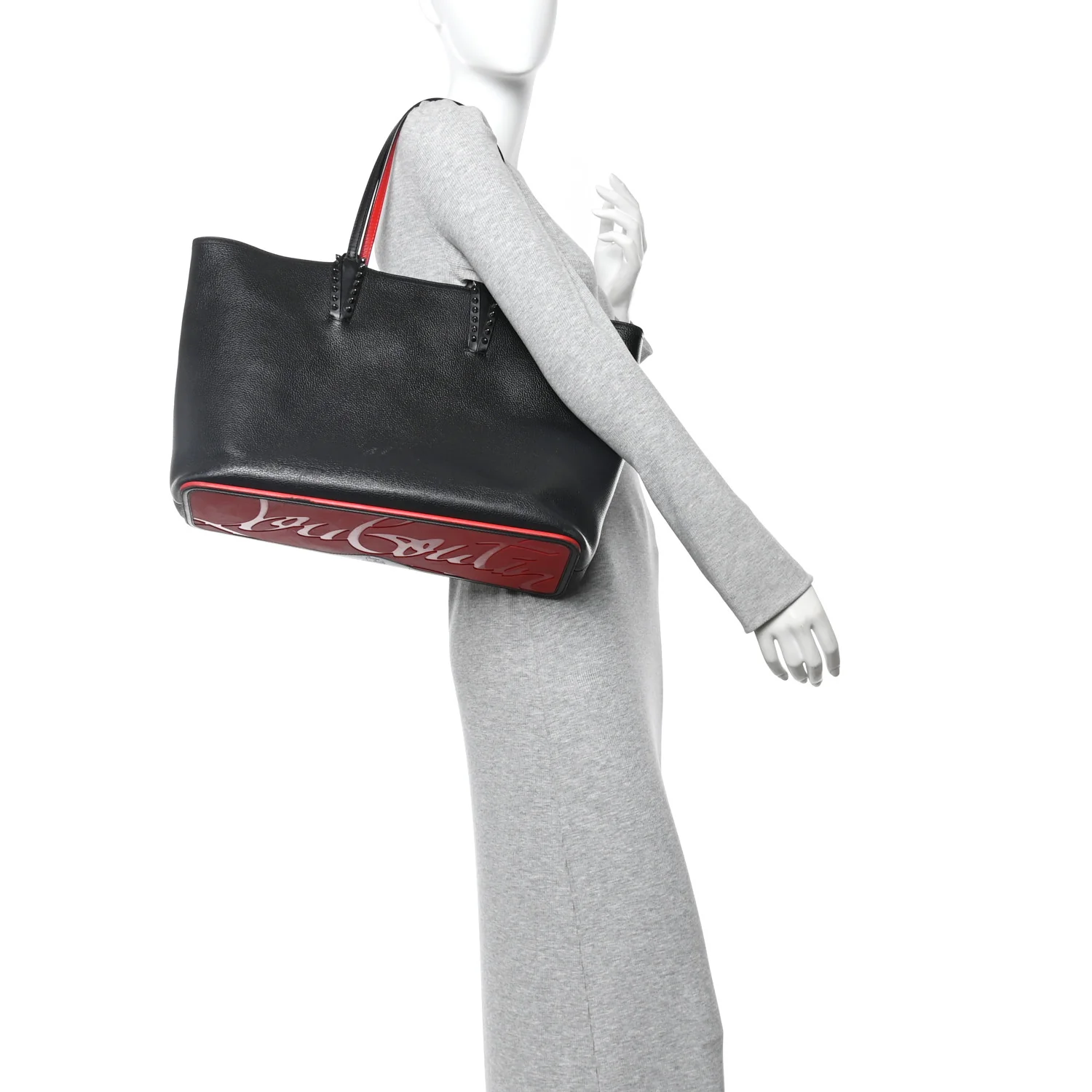 Calfskin Empire Spikes East West Cabata Tote Black