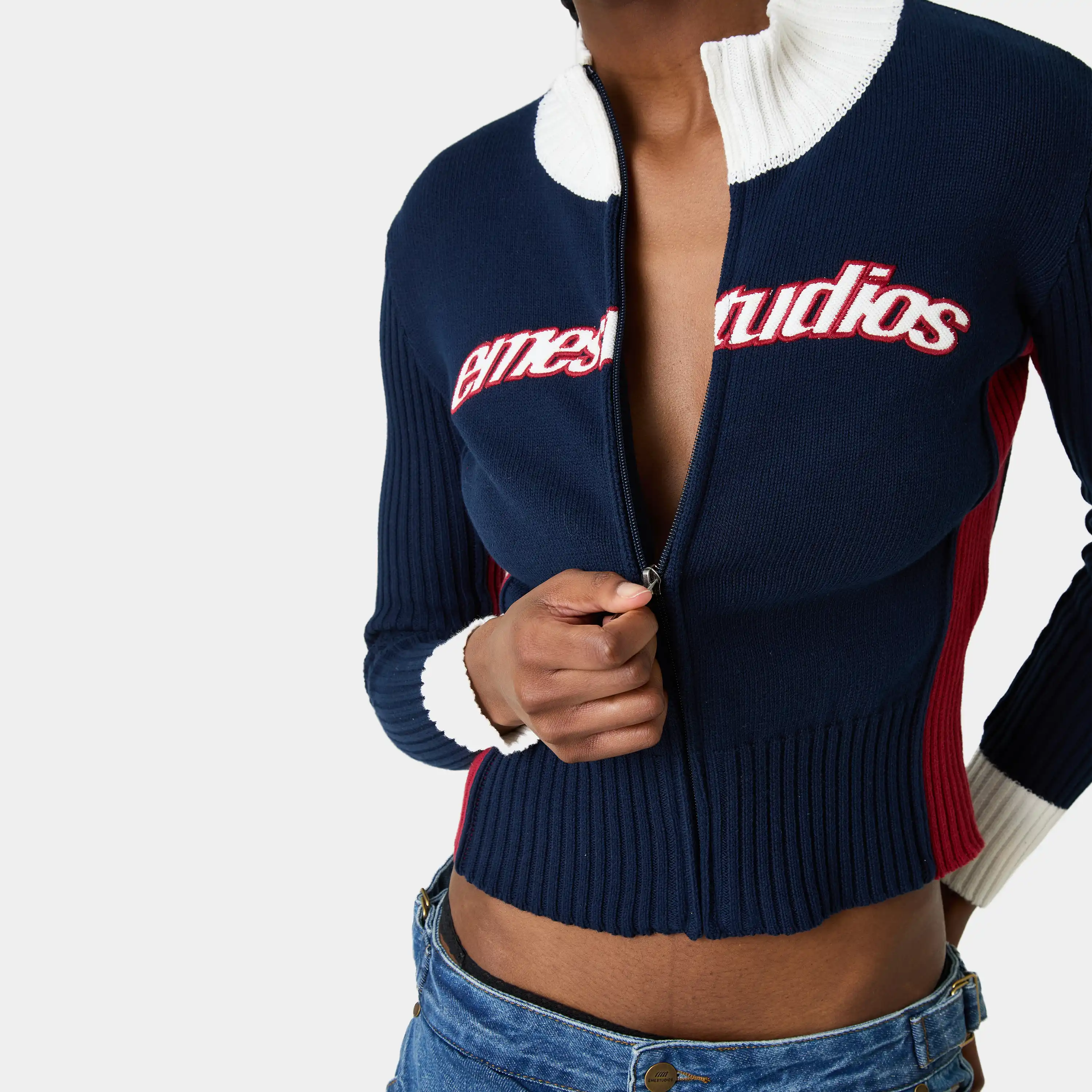 Betty Navy Zipper Knit
