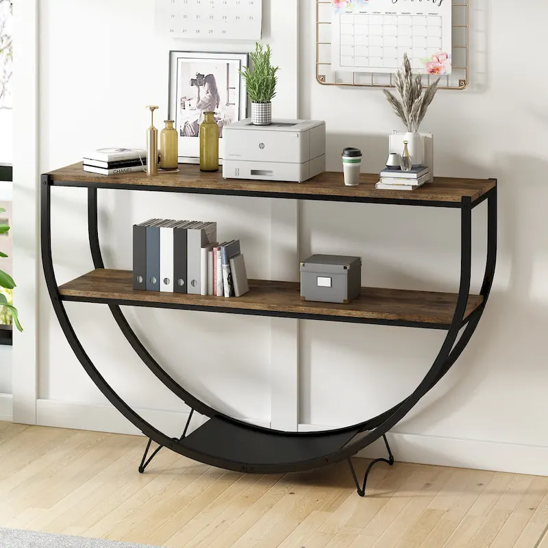 Merax Rustic Industrial Demilune Console Table