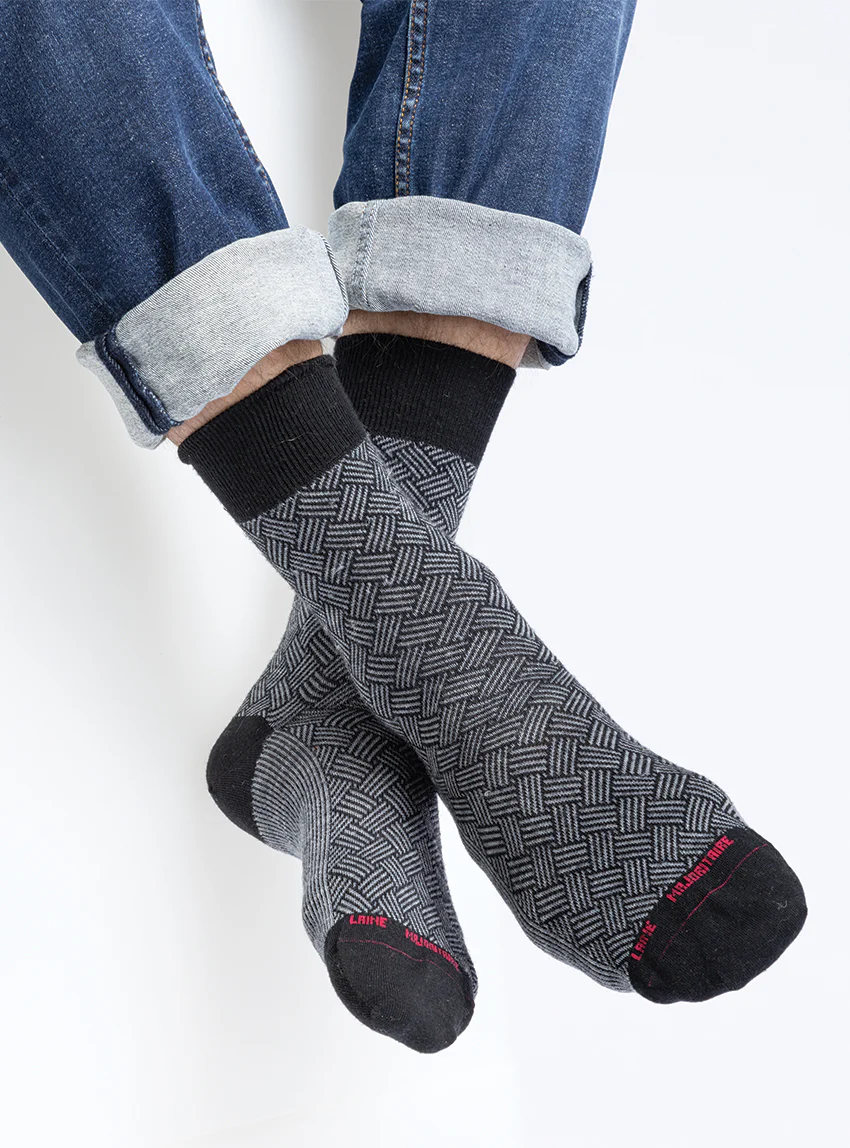 Mi-chaussettes mixtes jacquard noir