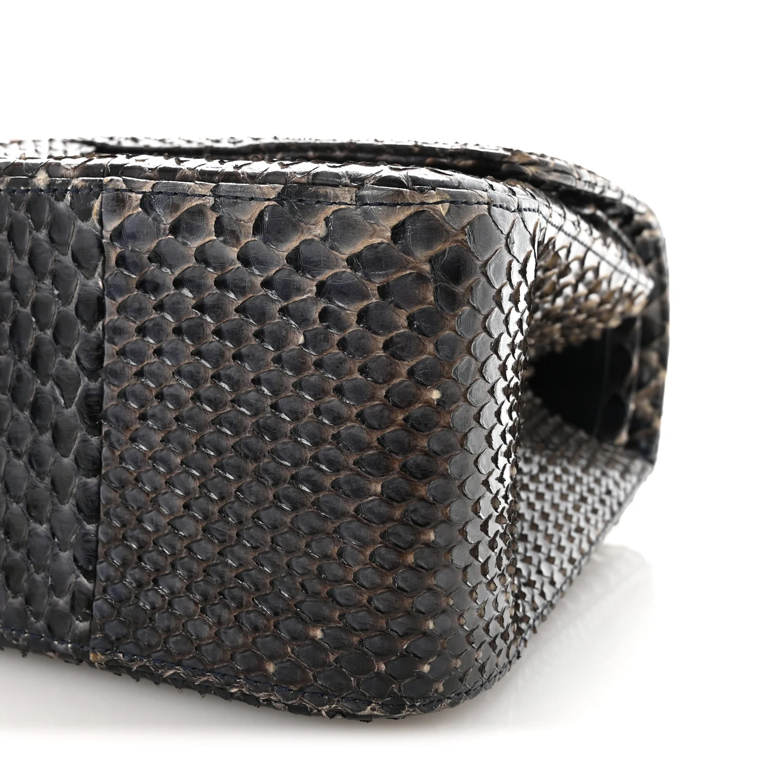 Metallic Snakeskin Jumbo Double Flap Blue