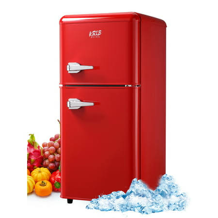 Krib Bling 3.5cu.ft Compact Refrigerator with 7 Level Thermostat, Mini Fridge with Freezer, 2 Door Portable Fridge with Removable Glass Shelves,