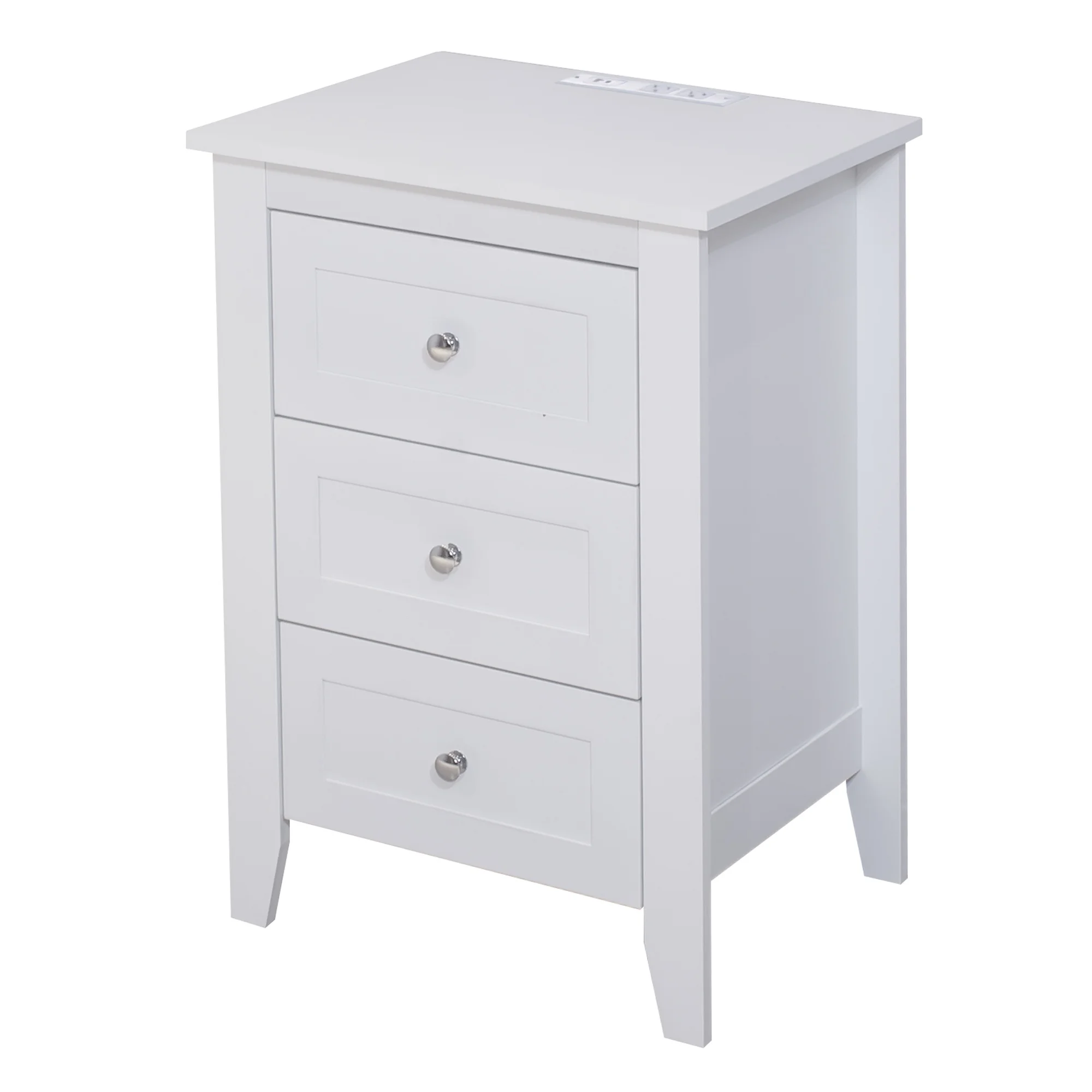 Modern White 3 Drawer Nightstand Set of 2 with USB Ports Power Outlets for Bedrooms,Adult(White(2Pcs)) - Image 5