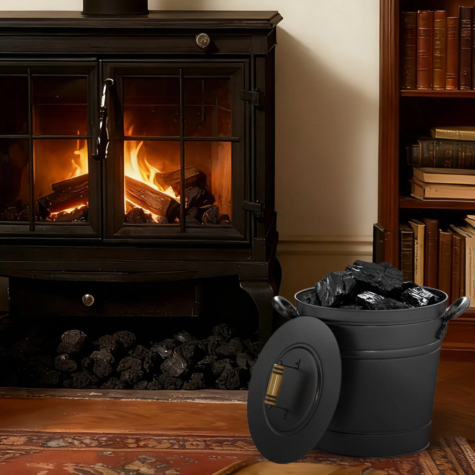 Tangkula 3 Gallon Ash Bucket with Lid for Fire Pits Wood Burning Stoves