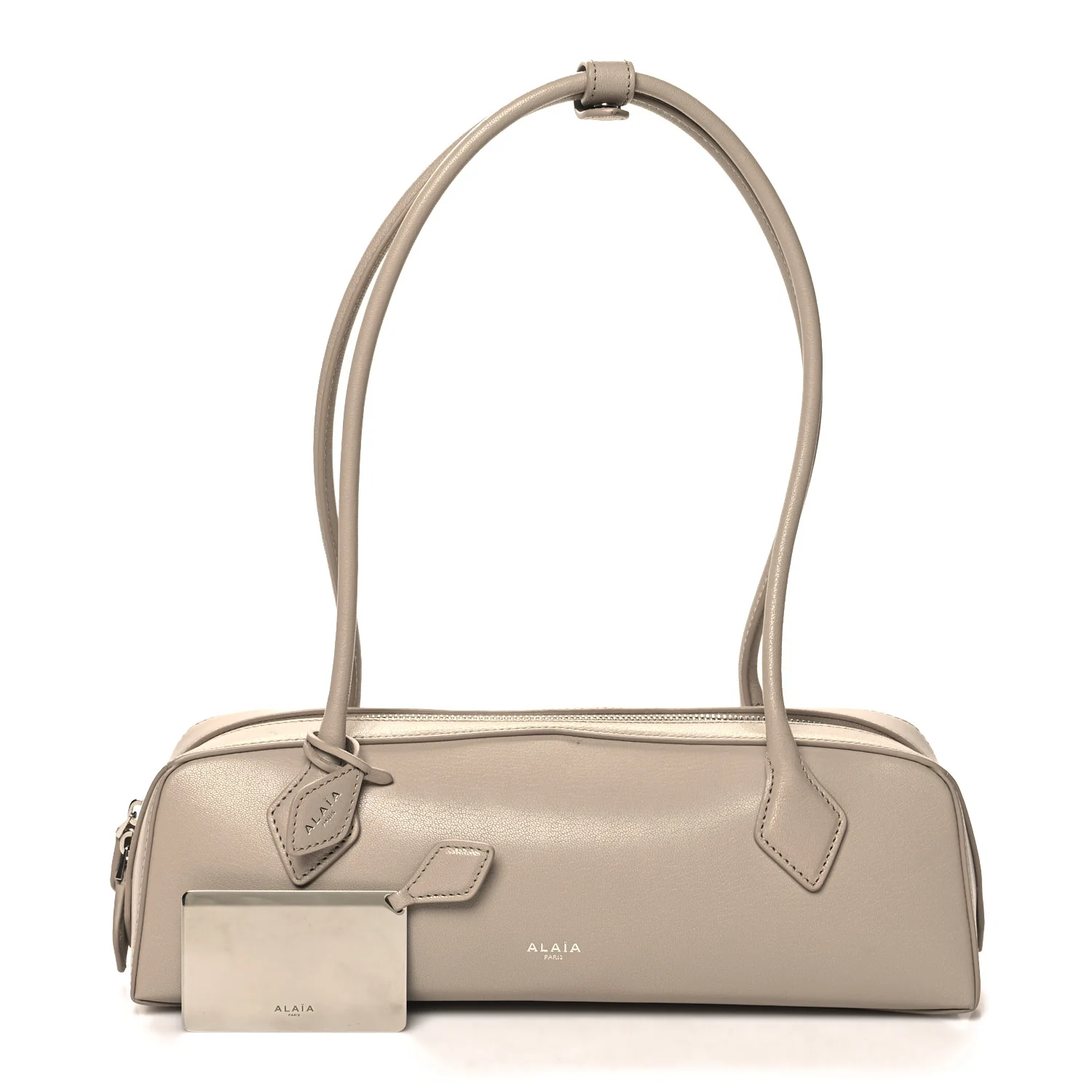 Shiny Goatskin Medium Le Teckel Bag Grege