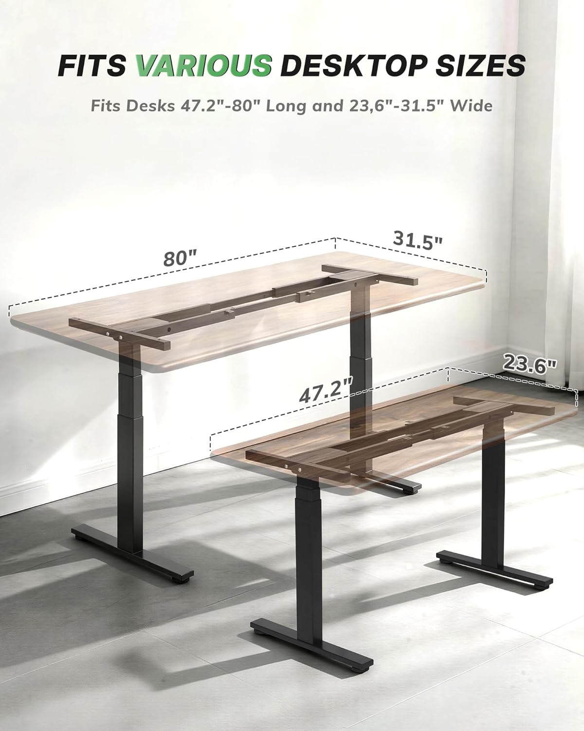TOPSKY Dual Motor 3-Stage Standing Desk Frame, Electric Height Adjustable Sit Stand Desk Legs for DIY Table Tops up to 80” x 31.5”, 300 lb Heavy Duty Capacity with Memory Controller, Black Frame Only