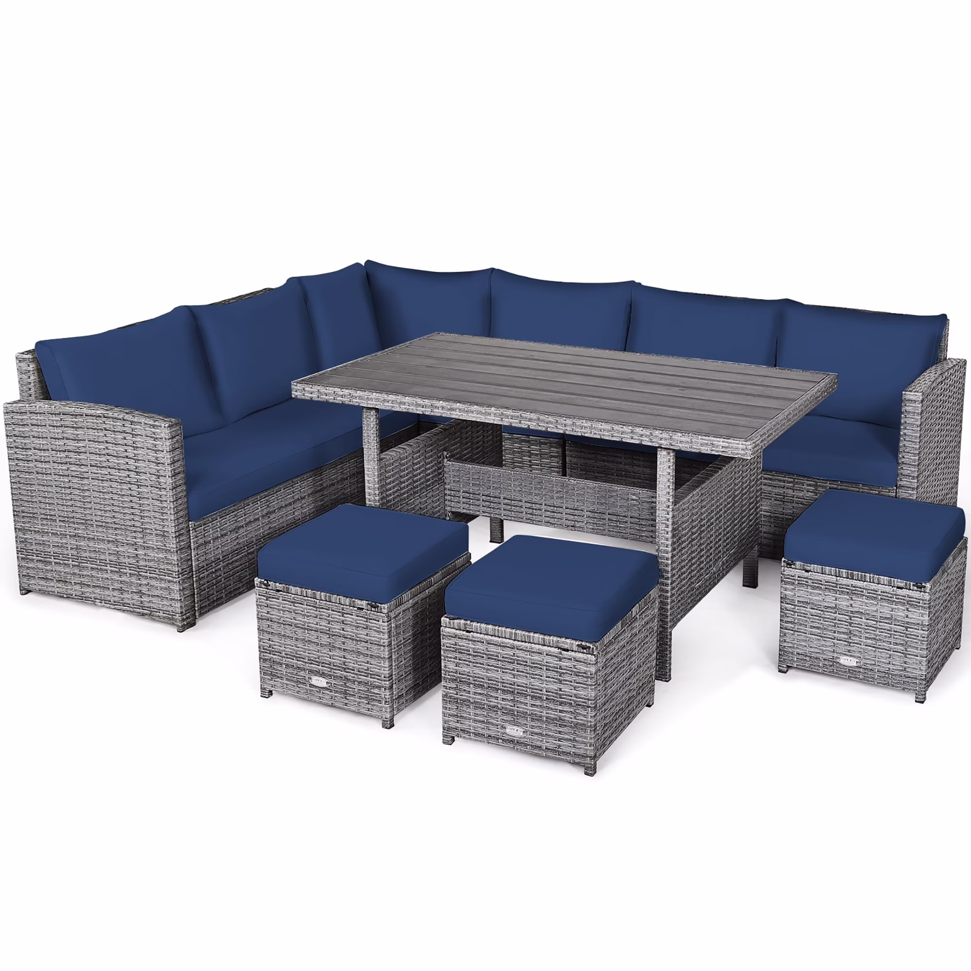 7-piece Outdoor Rattan Patio Furniture Set Black(Black) - Image 5