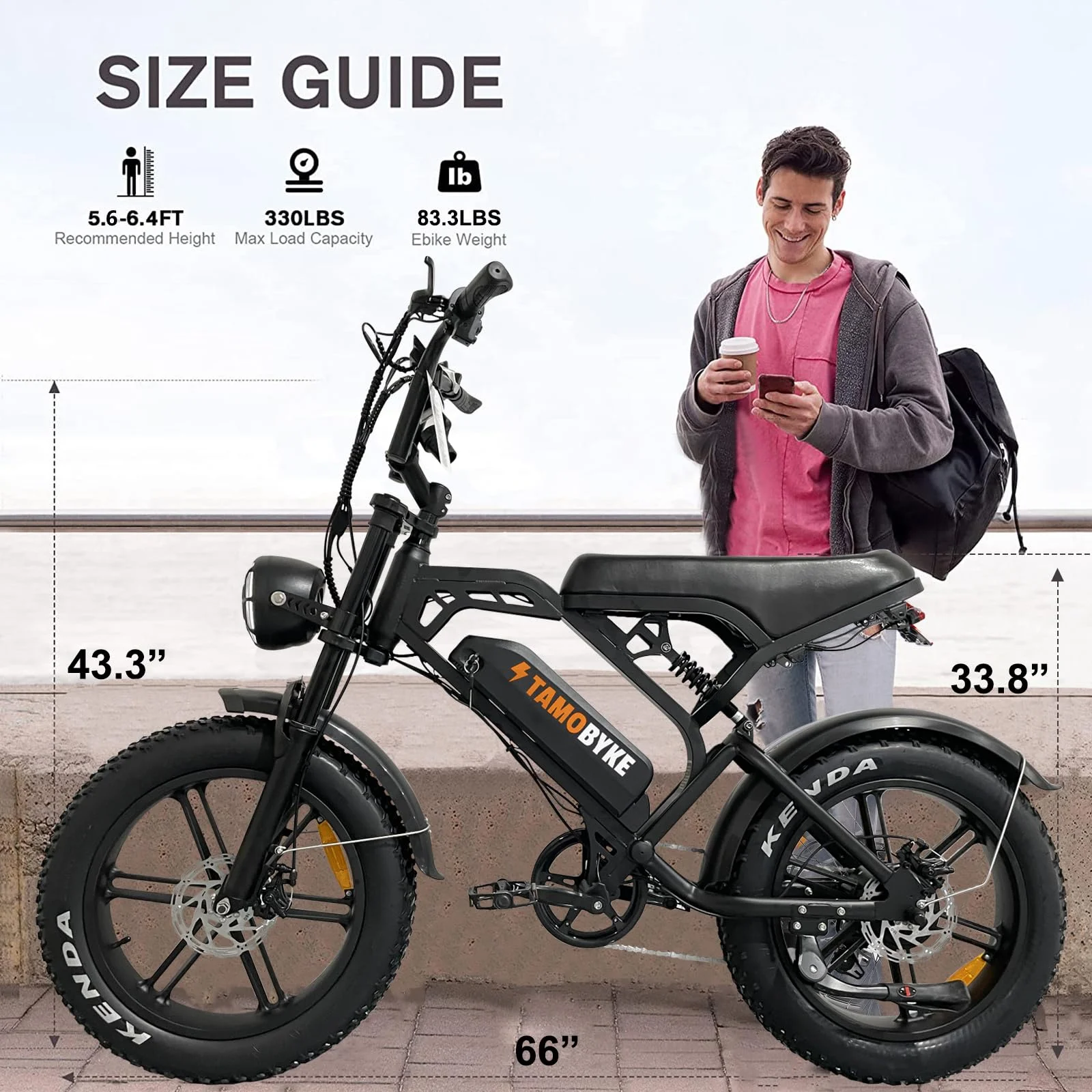 Electric Bike for Adults,Peak 1500W 28mph Mountain Ebike,48V 15.6AH 20" Fat Tire Electric Bicycle Full Suspension UL2849(V20-Black) - Image 10