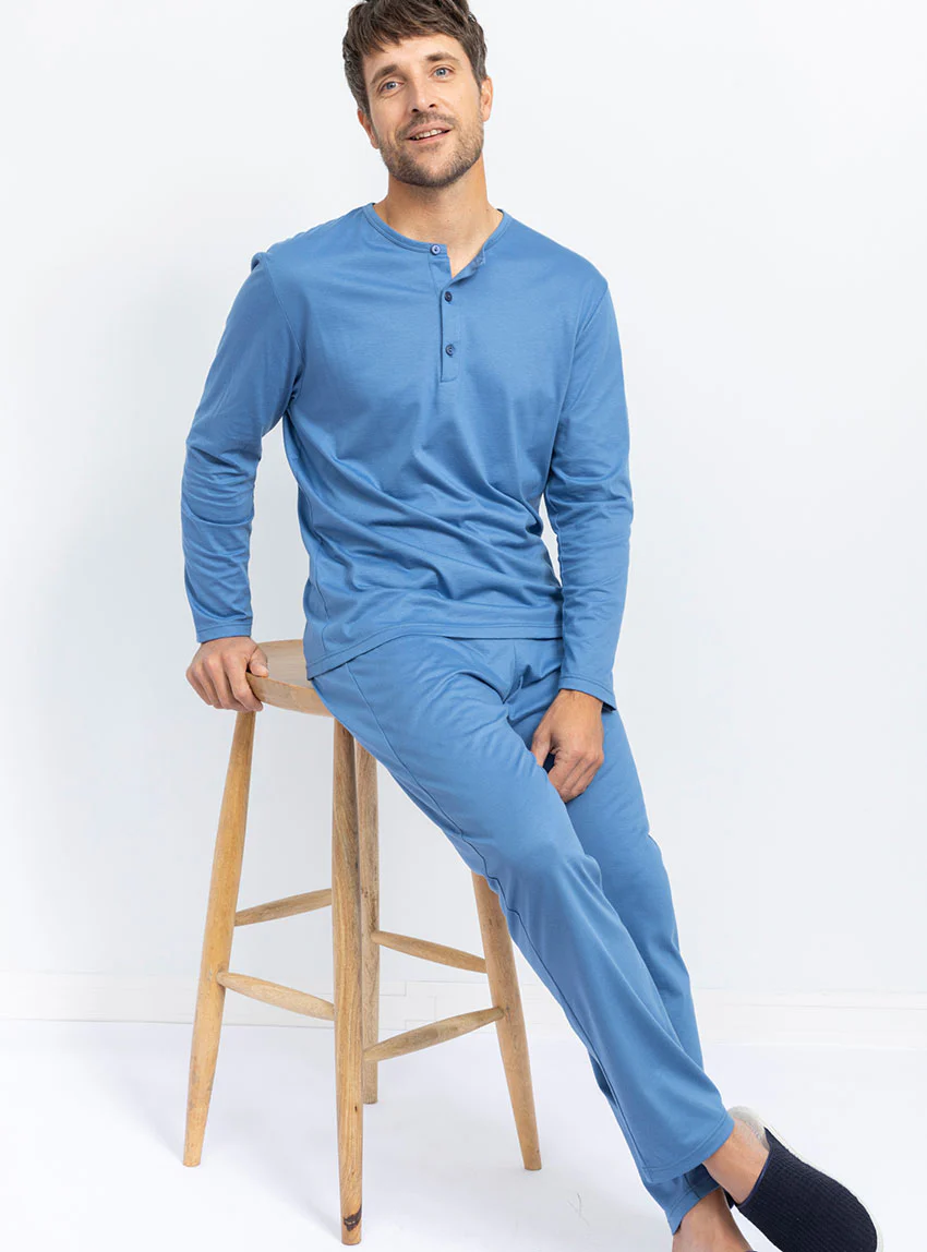 Pyjama homme en coton bleu