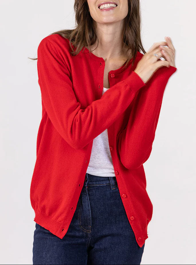 Cardigan femme en cachemire rouge