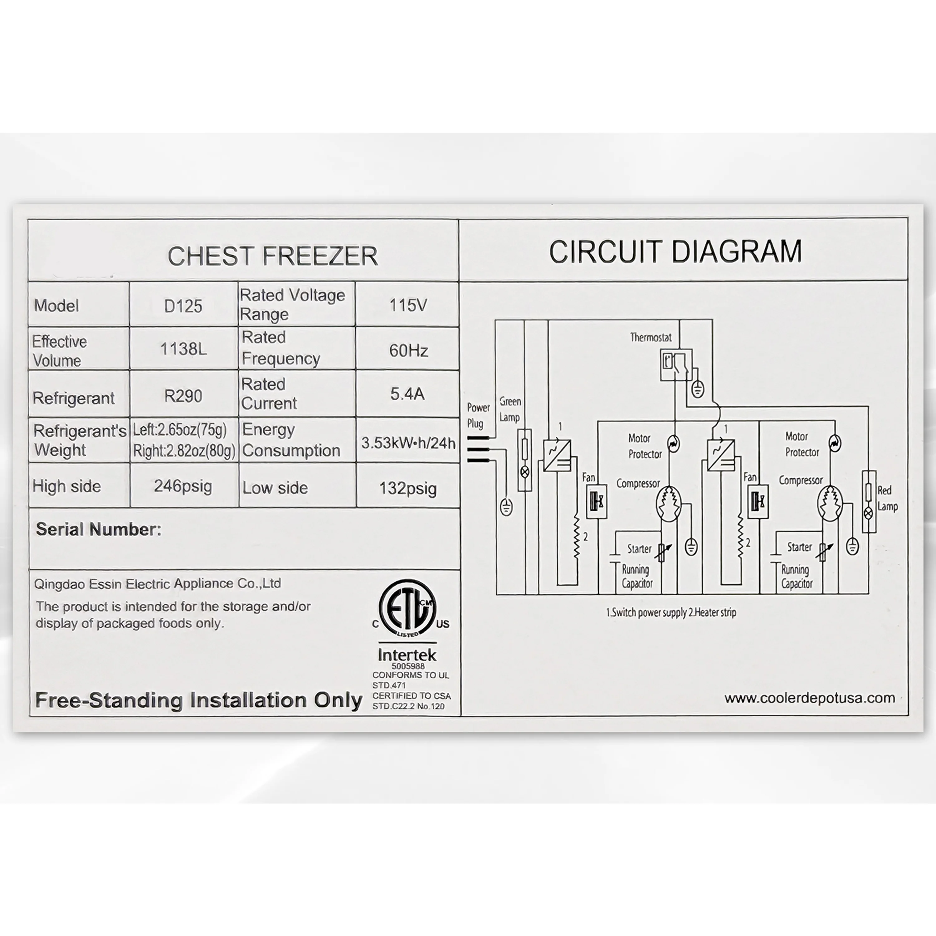 42 Cu.Ft. Chest Freezer, Deep Freezer with Top Open Three Door 106 in. Commercial Freezer NSF - Image 10