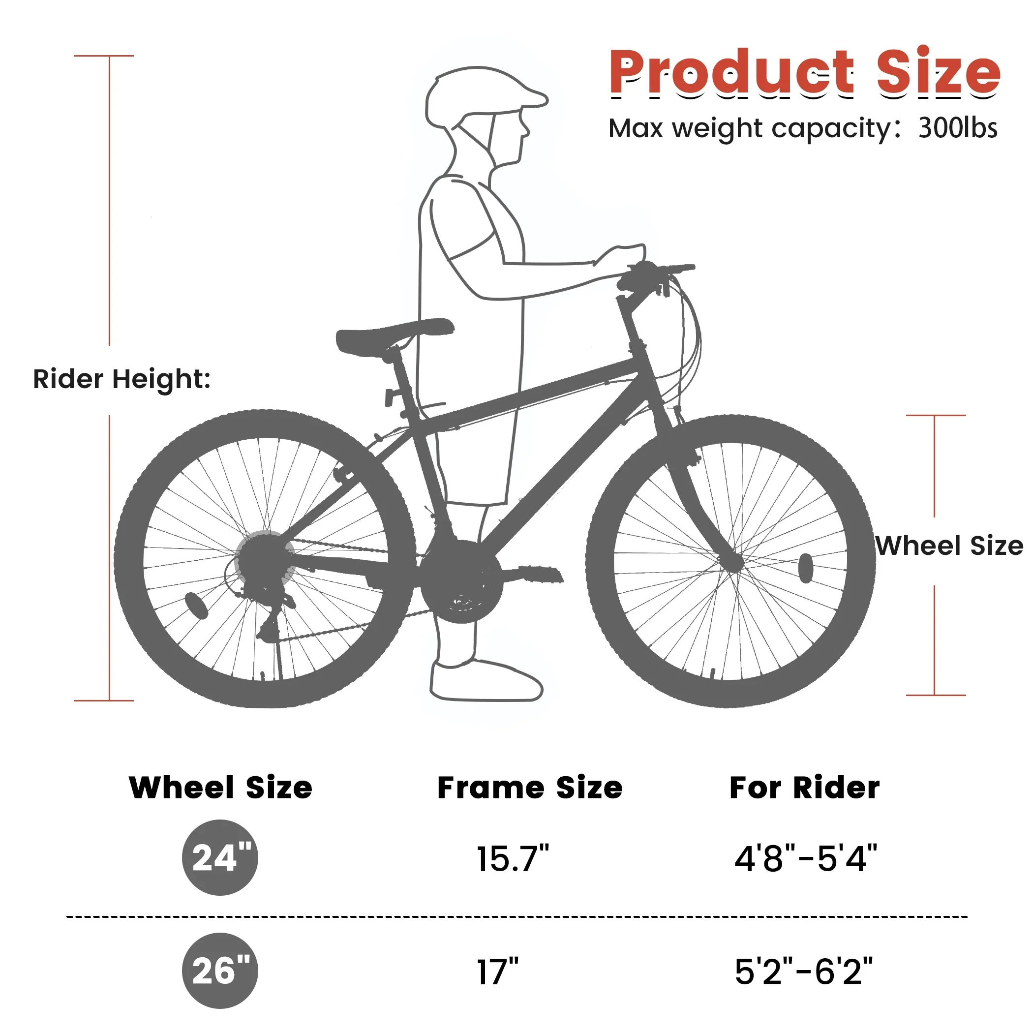 24 Inch Mountain Bike for 10+ Years Old, 21 Speeds Commuter Bike with V Brake and Steel Frame, Rigid Suspension MTB Bicycle for City Trail Beach Snow, Black-Red