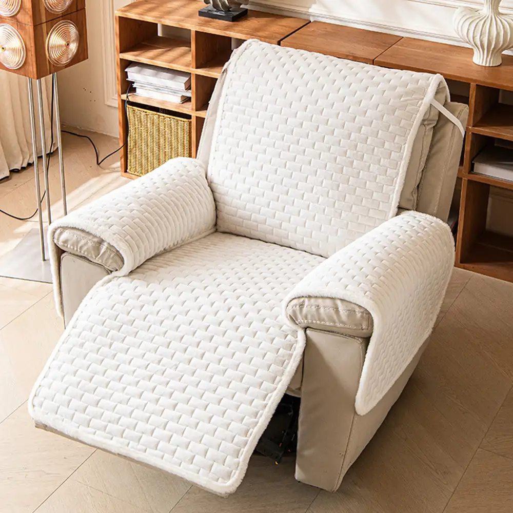 Plush Scratch-Resistant Recliner Couch Covers Slipcovers with Elastic Straps
