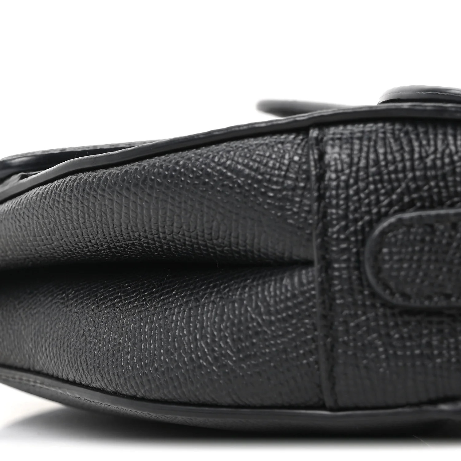 Grained Calfskin Mini Saddle Bag Black