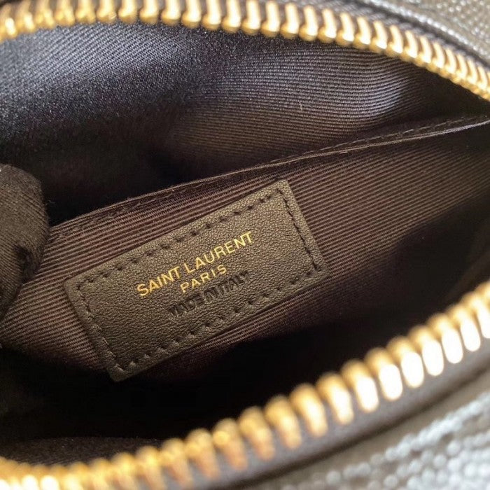 Y Circle Quilted Textured-leather Bag Black