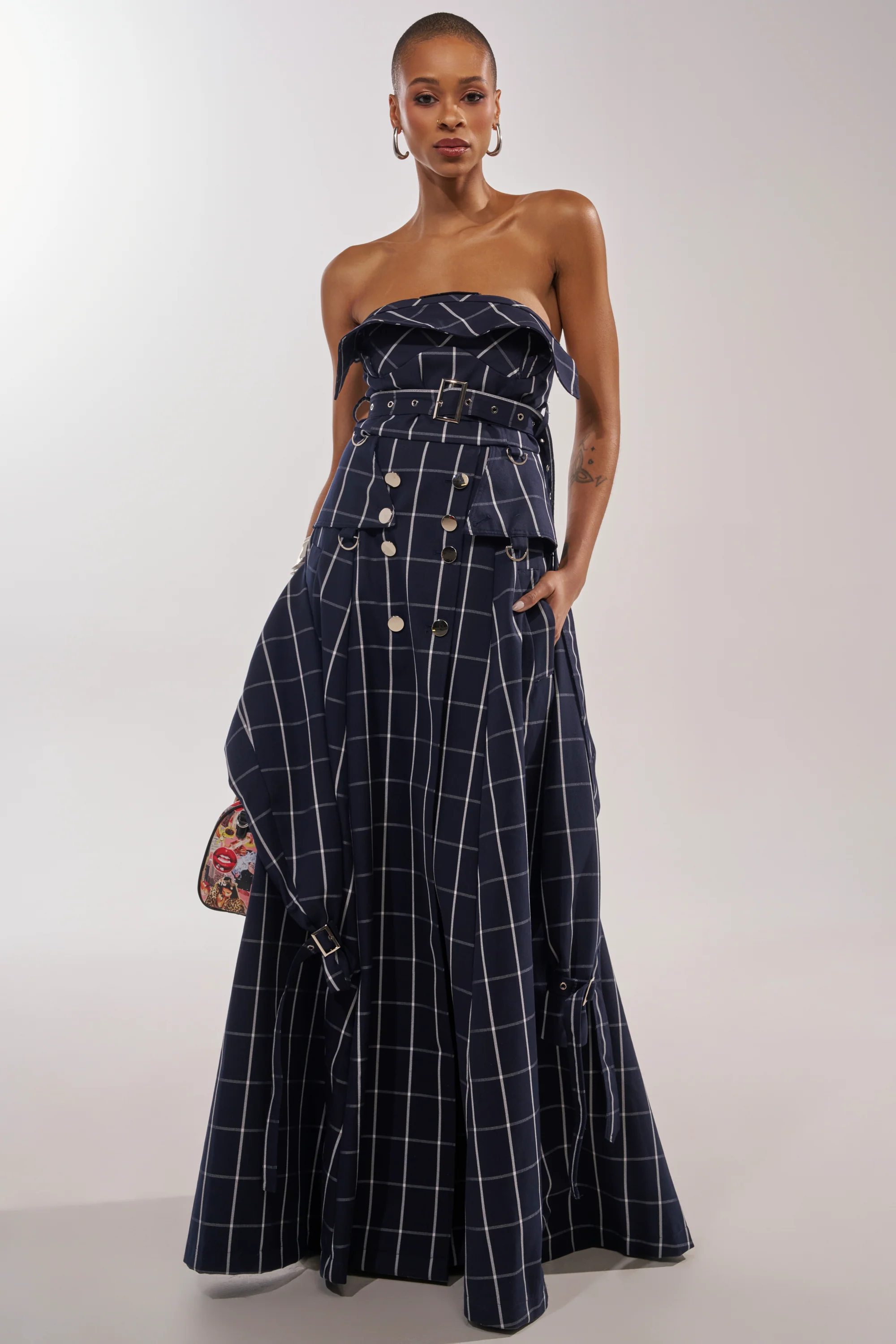 DOWN TO BUSINESS PLAID MAXI DRESS - Akira Store