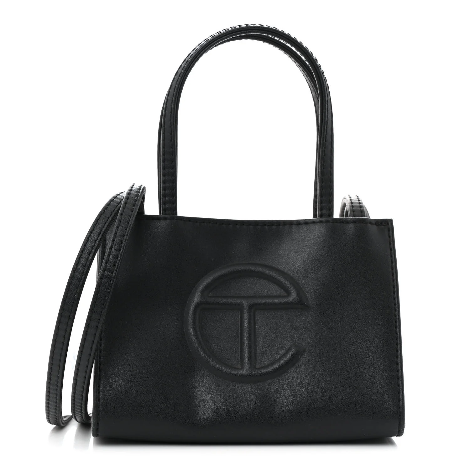 Vegan Leather Small Shopping Bag Black