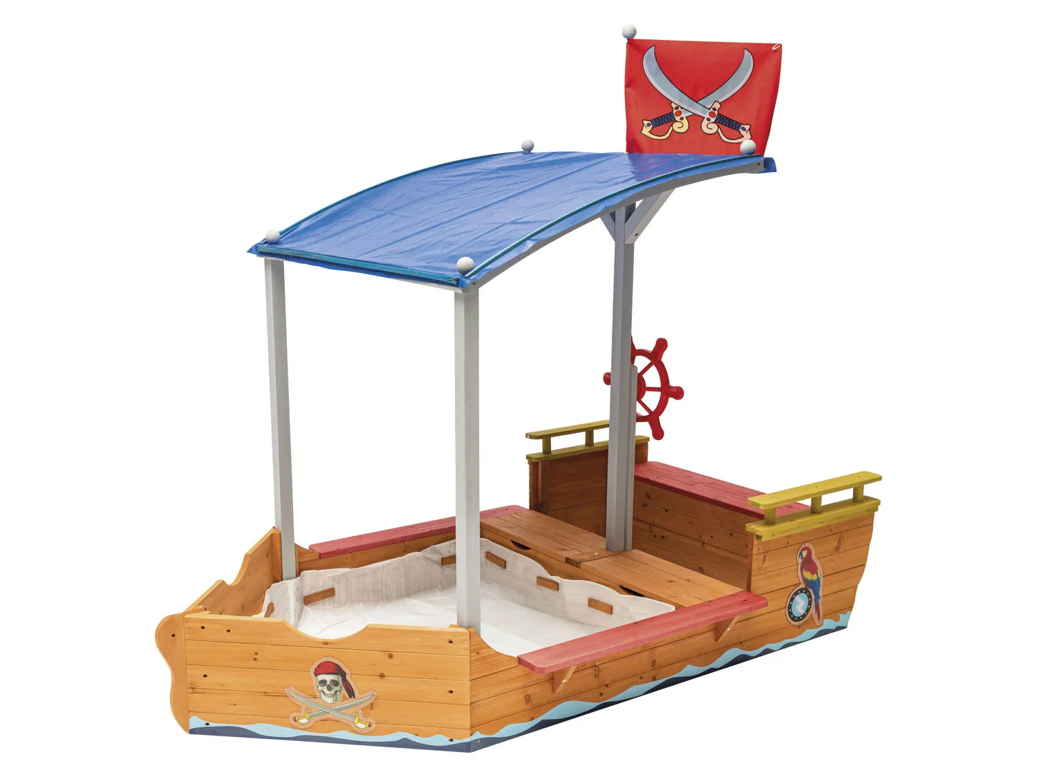 Playtive Bac  sable bateau pirate, avec espace de rangement