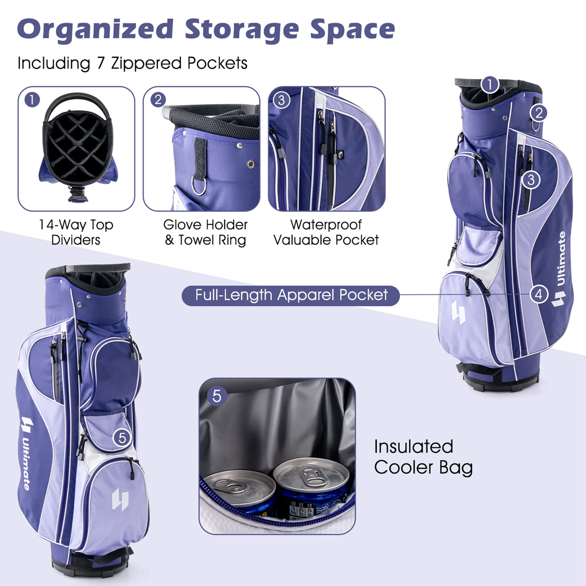 Ultimate Women��s Complete Golf Club Set Golf Club Package Set w/ Rain Hood, Right Hand Purple(Purple) - Image 6