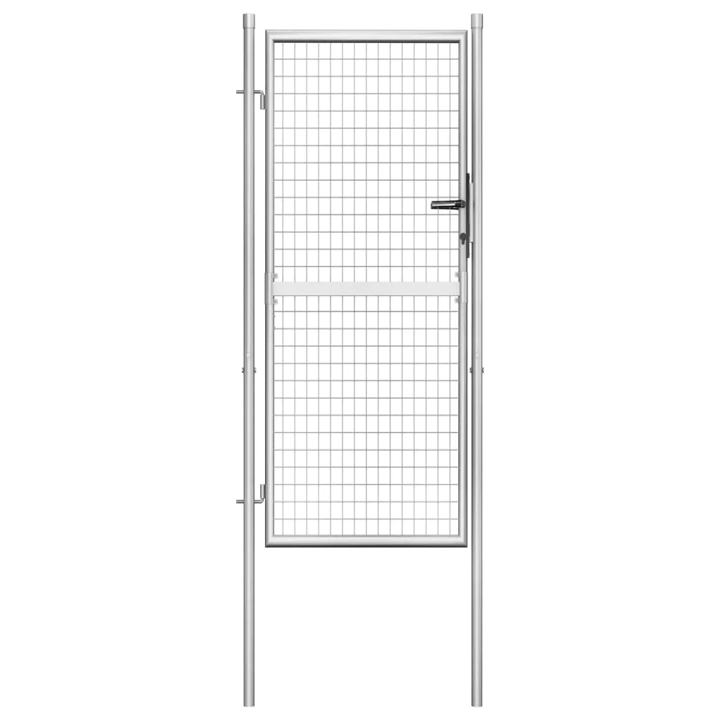 vidaXL Garden Gate Fence Wall Privacy Screen Fence Galvanized Steel Silver