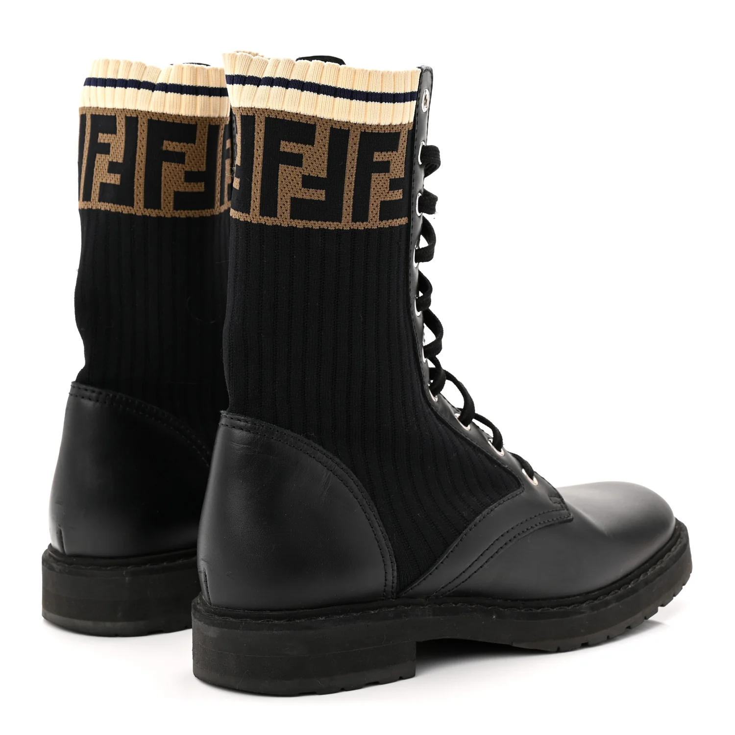 Calfskin Stretch Fabric Rockoko Biker Boots 38 Tobacco Black Marino