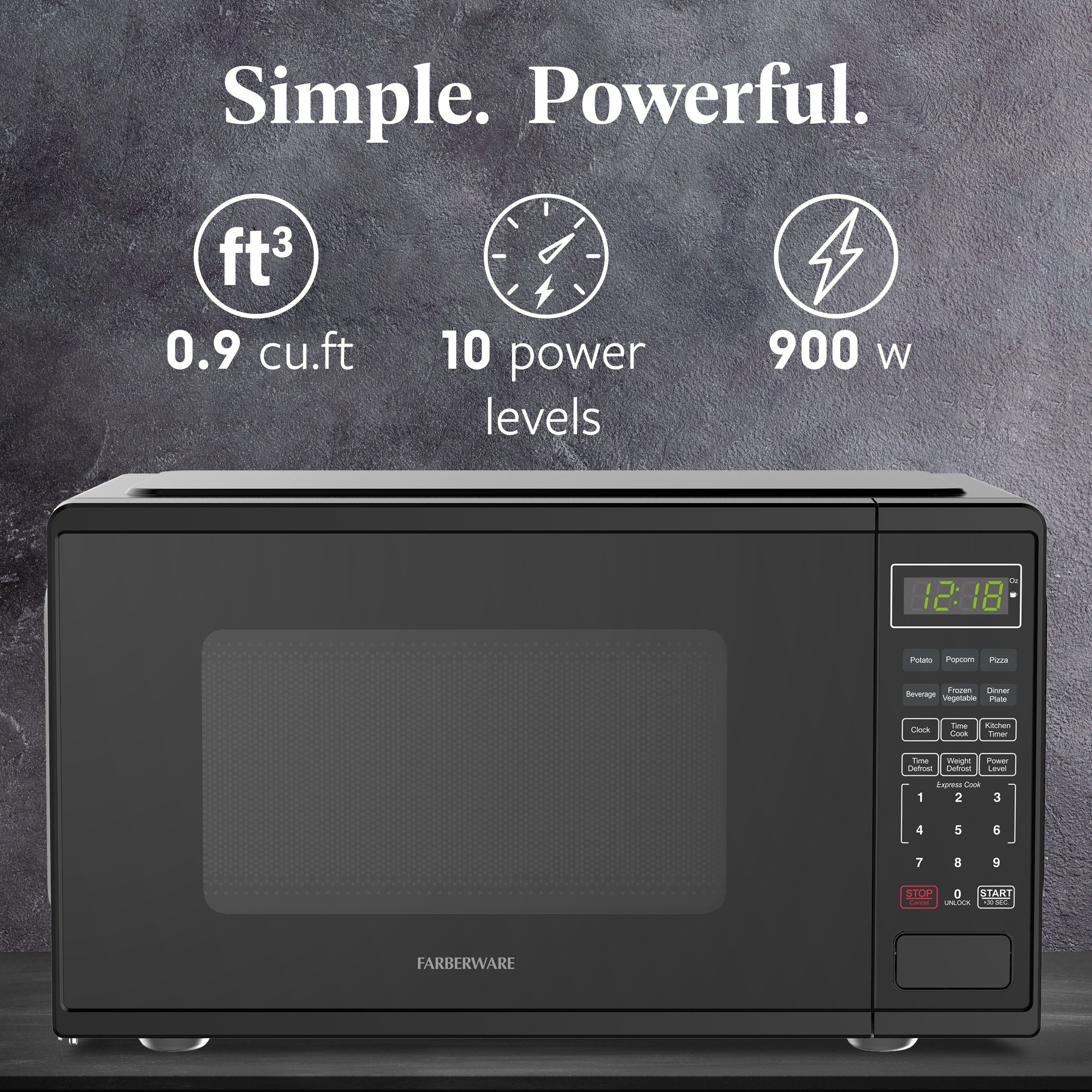 FMGZ09BKA 0.9 Cu. Ft. Microwave Oven, 900W, Digital Control, LED Display, 6 Cooking Presets, Black(Black 0.9) - Image 4