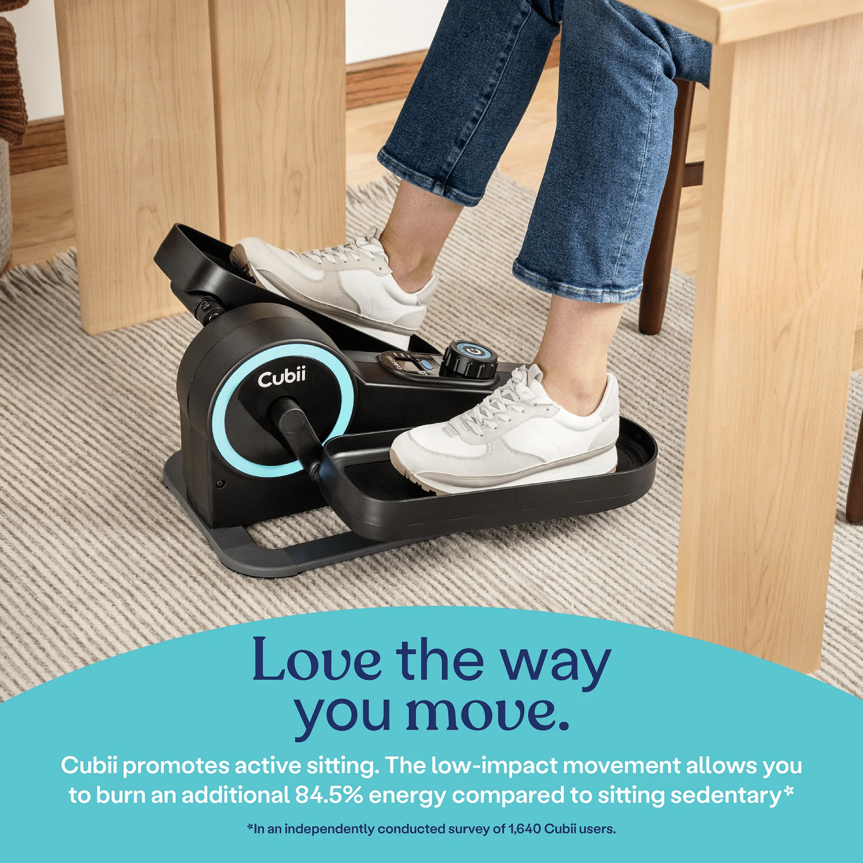 Cubii Move - Compact Seated Under Desk Elliptical Trainer, 6 Adjustable Magnetic Resistance Levels