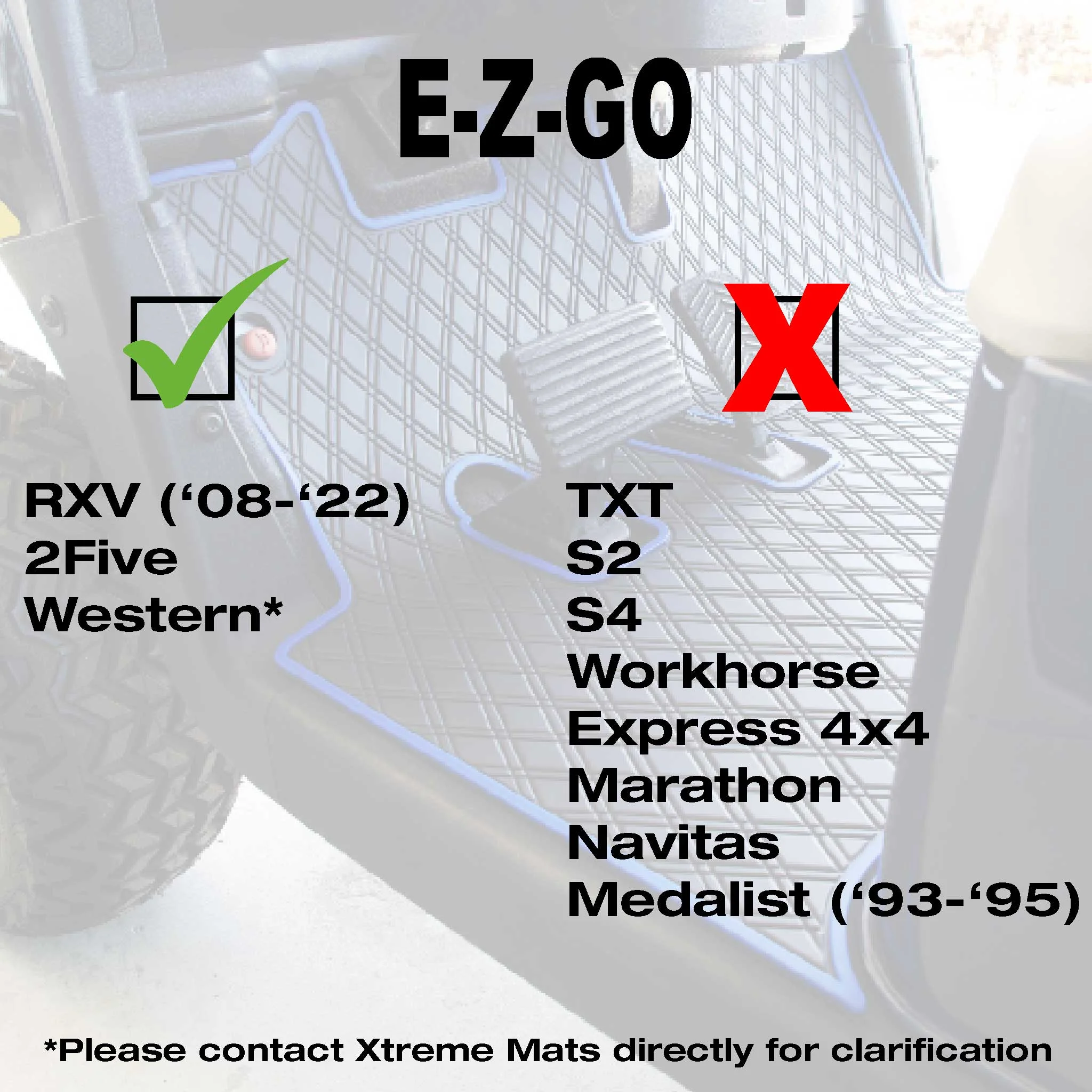 EZGO RXV Golf Cart Mat, Full Coverage Golf Cart Floor Liner Mat Only Fits EZGO RXV (2008-2022) 2Five (2009+) Black with Red Trim(Red Trim) - Image 4