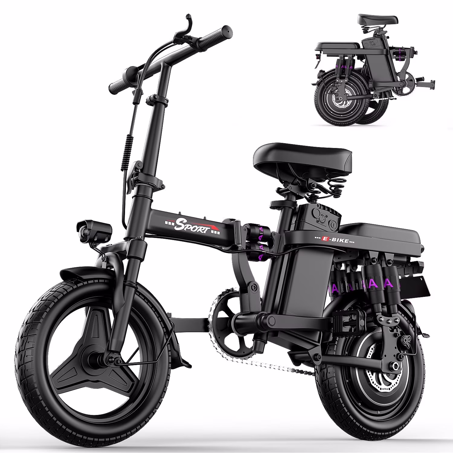 1200W Foldable Electric Bike for Adults, 48V 15Ah Removable Battery, 14" Ebike, UL 2849(Gray)