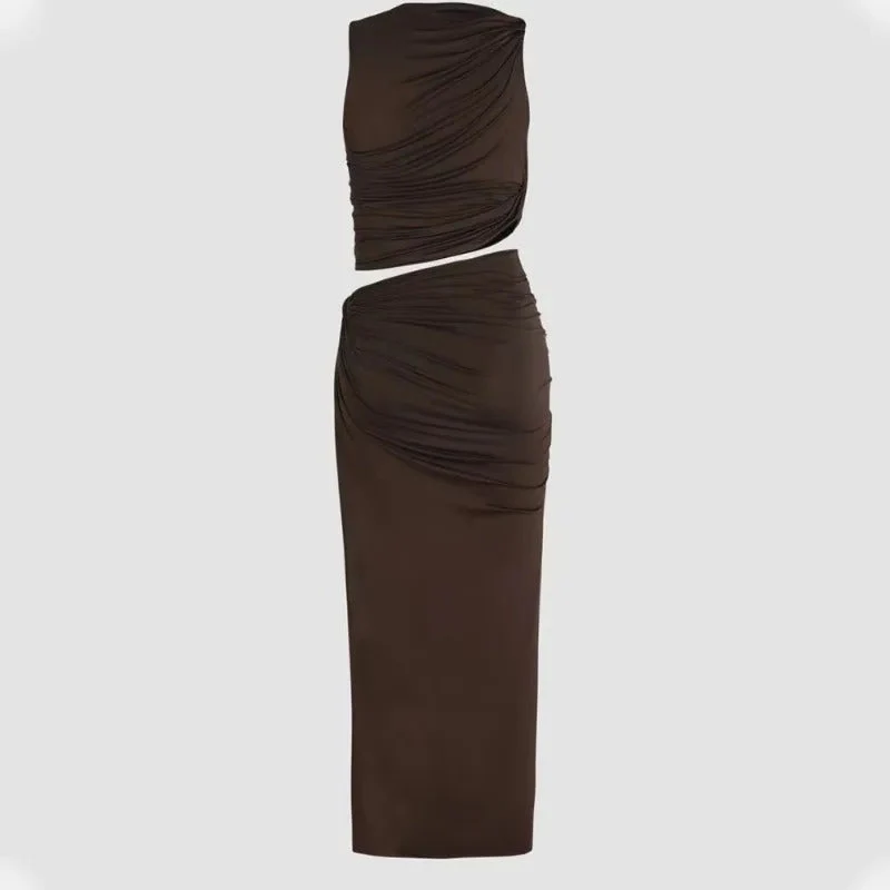 Sophie Paris | Robe longue drapée asymétrique