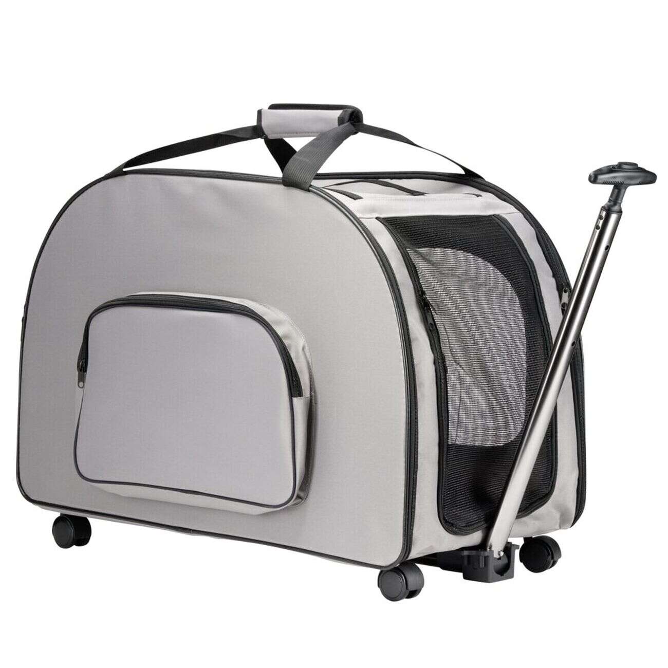Sac de transport pour animaux avec roulettes souple gris 68x34,5xH48cm