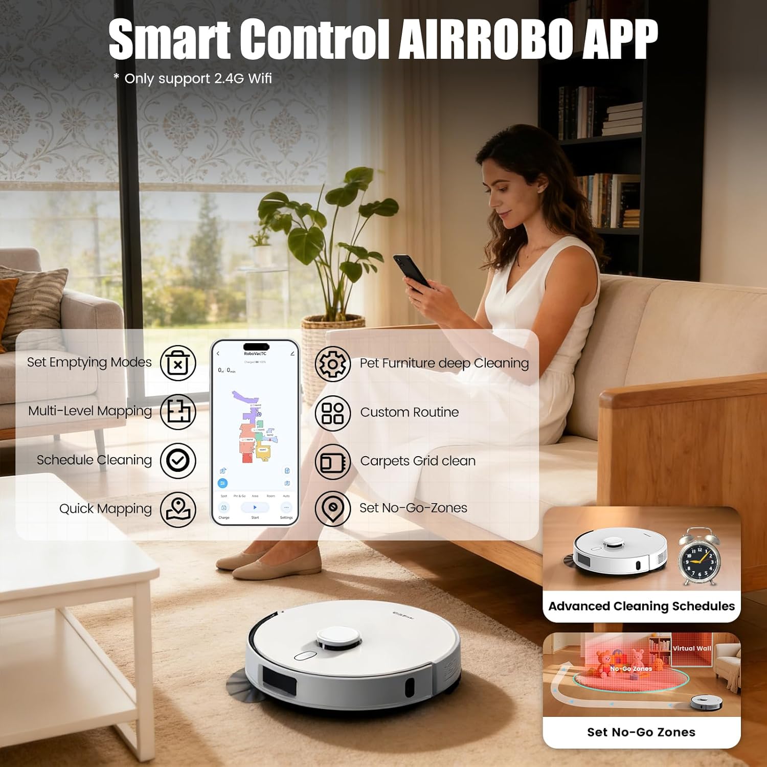 AIRROBO Robot Vacuum and Mop Self-Emptying 75-Day Capacity