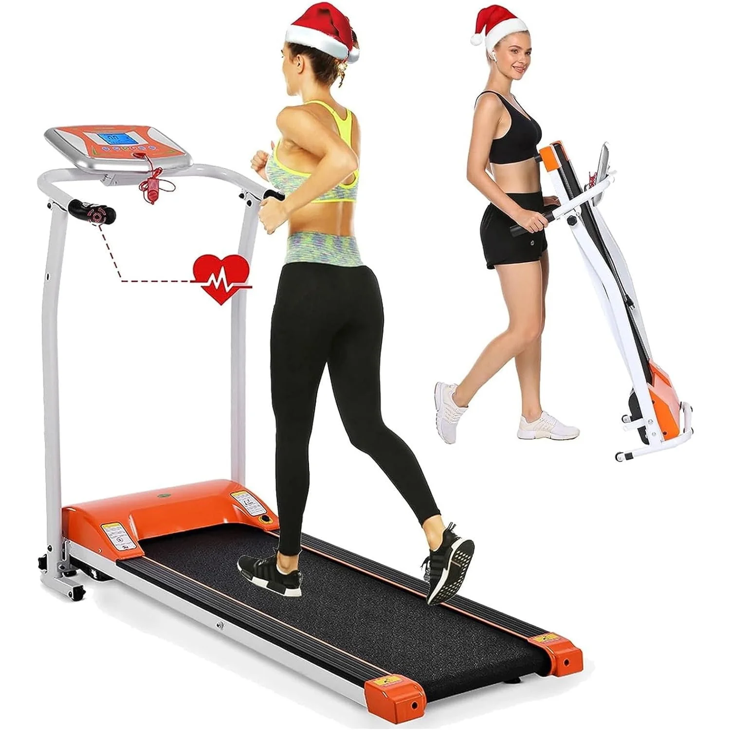Folding Treadmill, Treadmills for Home with LCD Monitor Motorized, Electric Treadmill Workout Running Machine with Auto Stop Safety Function, Walking Running Machine Equipment for Home Gym