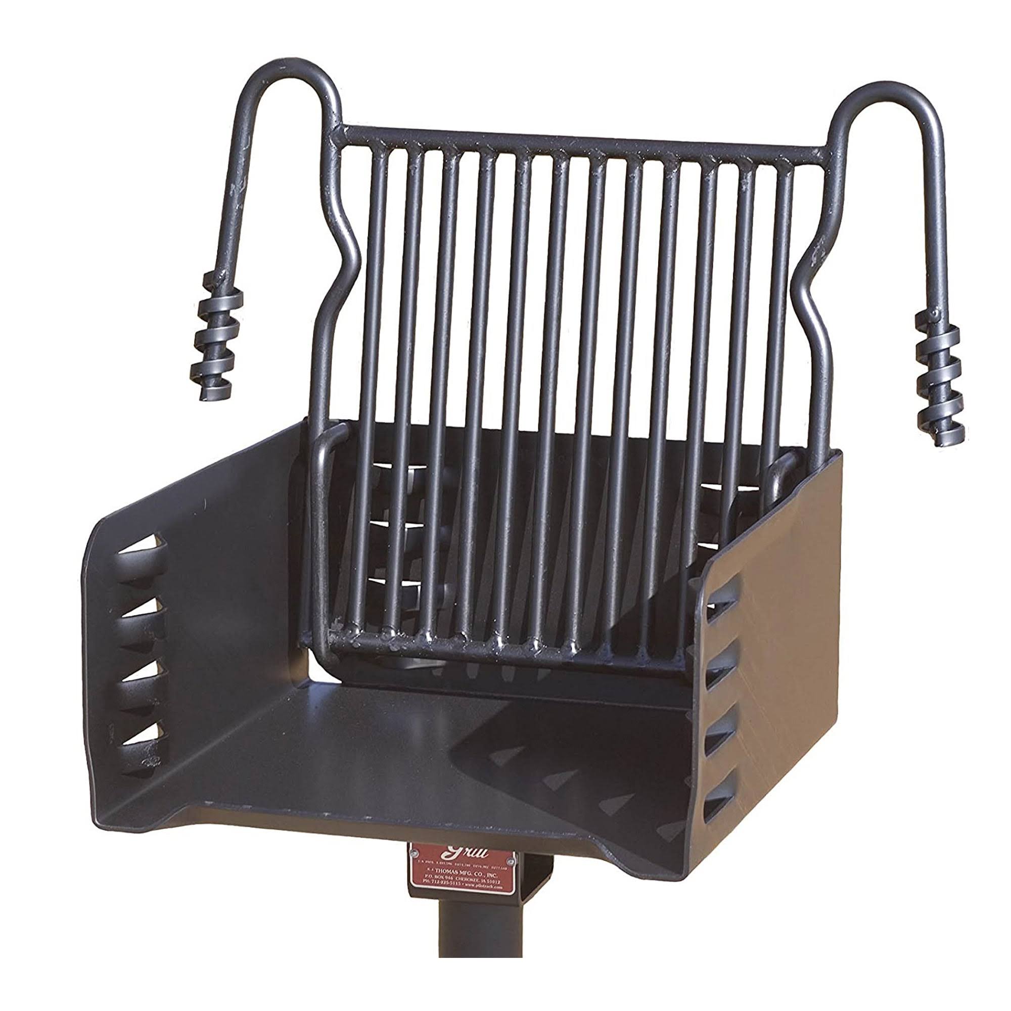 Pilot Rock Park Style Steel Outdoor BBQ Charcoal Grill and Post, Black