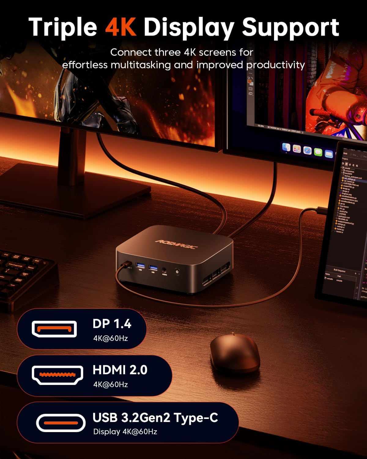 ACEMAGICIAN Kron Mini K1 Mini PC  Ryzen 7 7735HS  24GB LPDDR5 512GB SSD Mini Computers(up to 4.75Ghz)  Micro Desktop 4K Triple Display Bluetooth/WiFi6/Office(Upgraded 7730U/7430U/5800H)