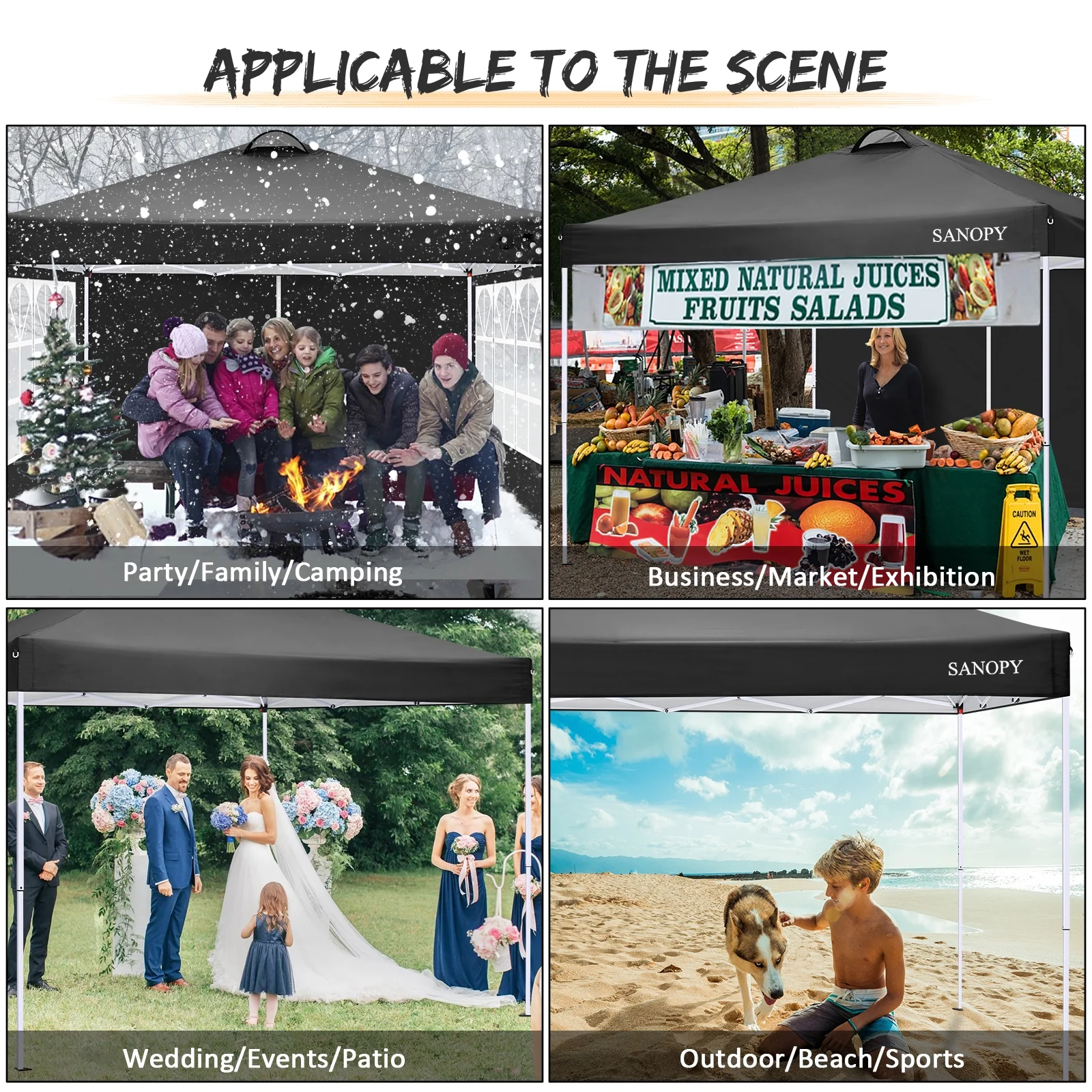 10' x 10' Straight Leg Pop-up Canopy Tent Easy Two Person Setup Instant Outdoor Canopy Folding Shelter with 4 Removable Sidewalls, Air Vent on The Top, 4 Sandbags, Carrying Bag, Black(10 x 10 FT (Style 1)/Black) - Image 8